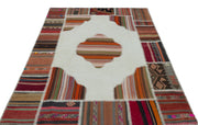 Teselya Beige Vintage Wool Handmade Area Rug 5'4" x 7'6"