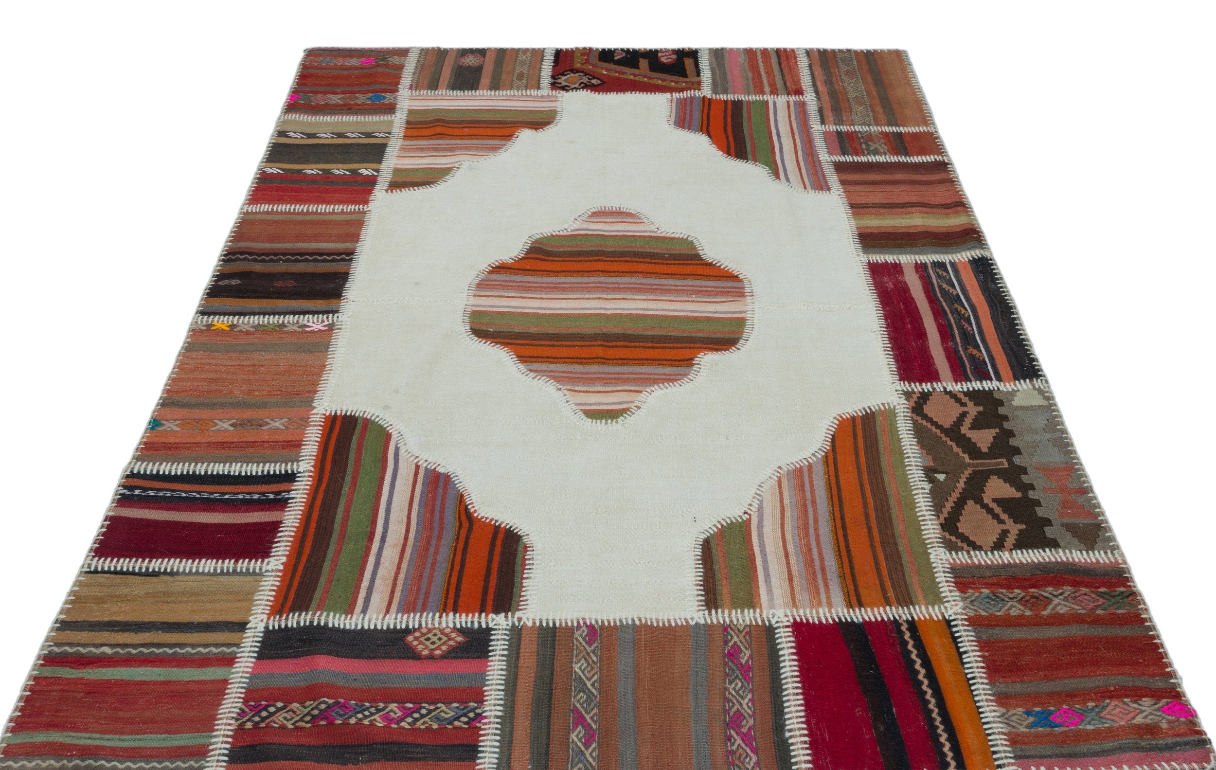 Teselya Beige Vintage Wool Handmade Area Rug 5'4" x 7'6"