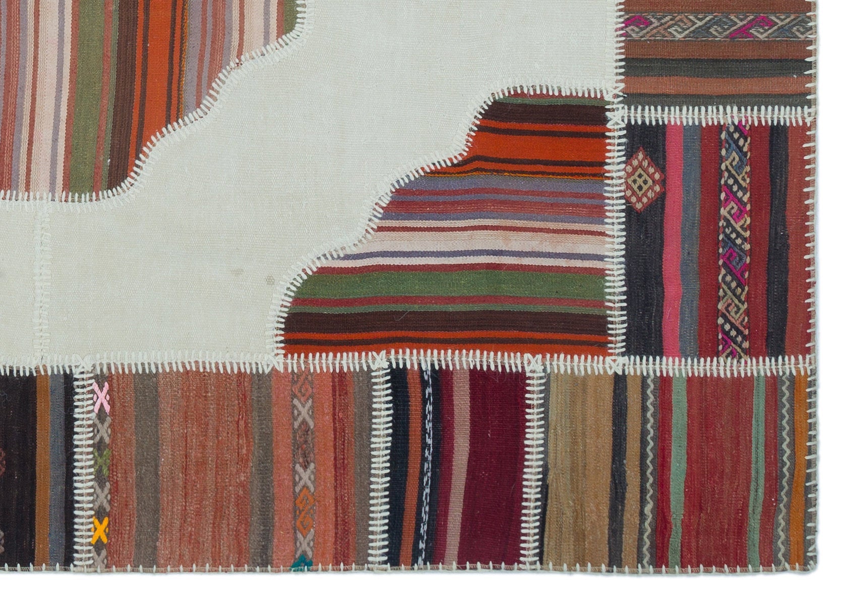 Teselya Beige Vintage Wool Handmade Area Rug 5'4" x 7'6"