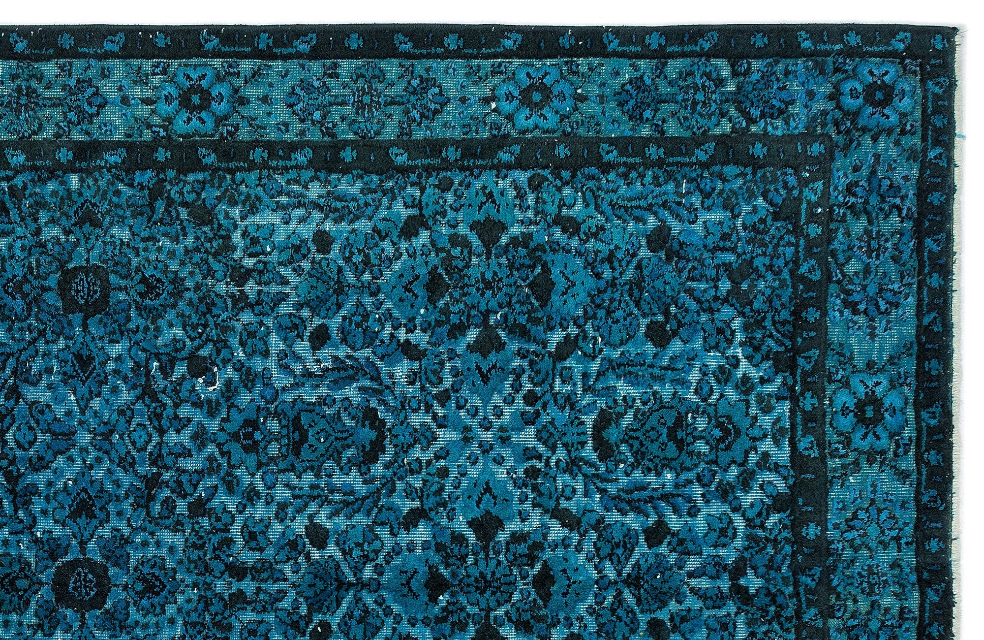 Purplea Turquoise Vintage Wool Handmade Area Rug 5'7" x 9'3"