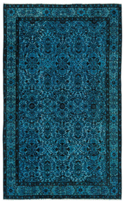 Purplea Turquoise Vintage Wool Handmade Area Rug 5'7" x 9'3"
