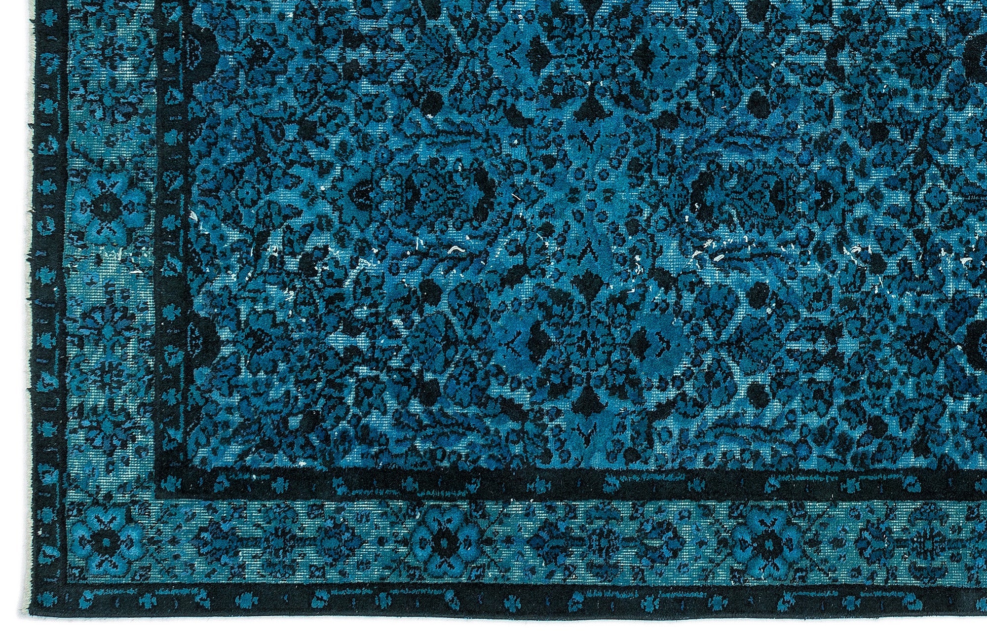 Purplea Turquoise Vintage Wool Handmade Area Rug 5'7" x 9'3"