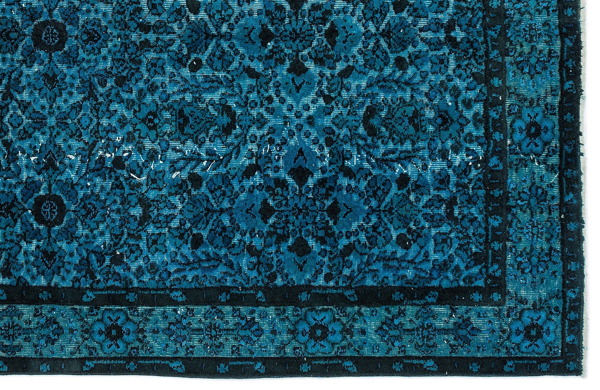 Purplea Turquoise Vintage Wool Handmade Area Rug 5'7" x 9'3"