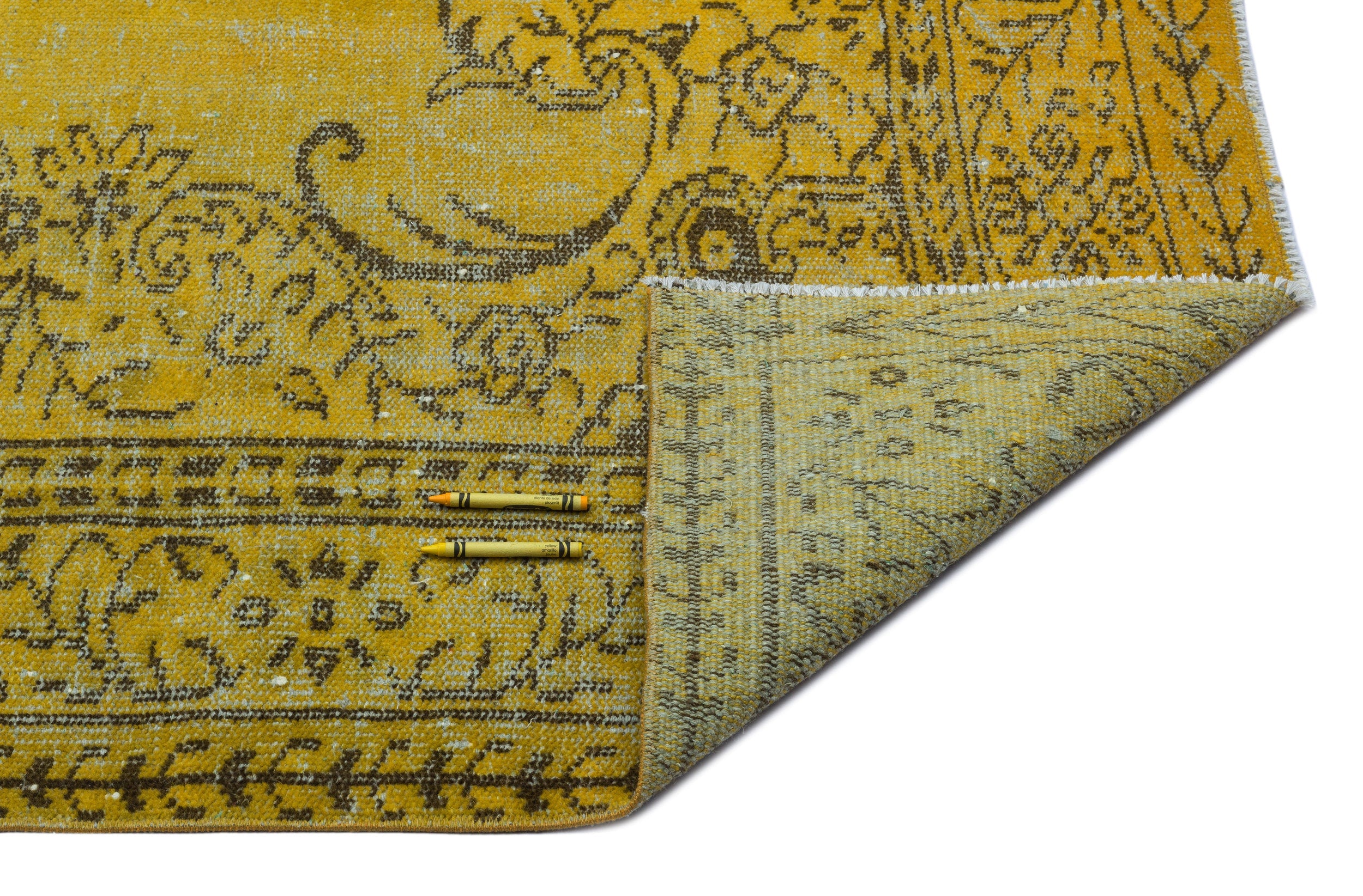 Atina Yellow Vintage Wool Handmade Area Rug 5'10" x 9'7"