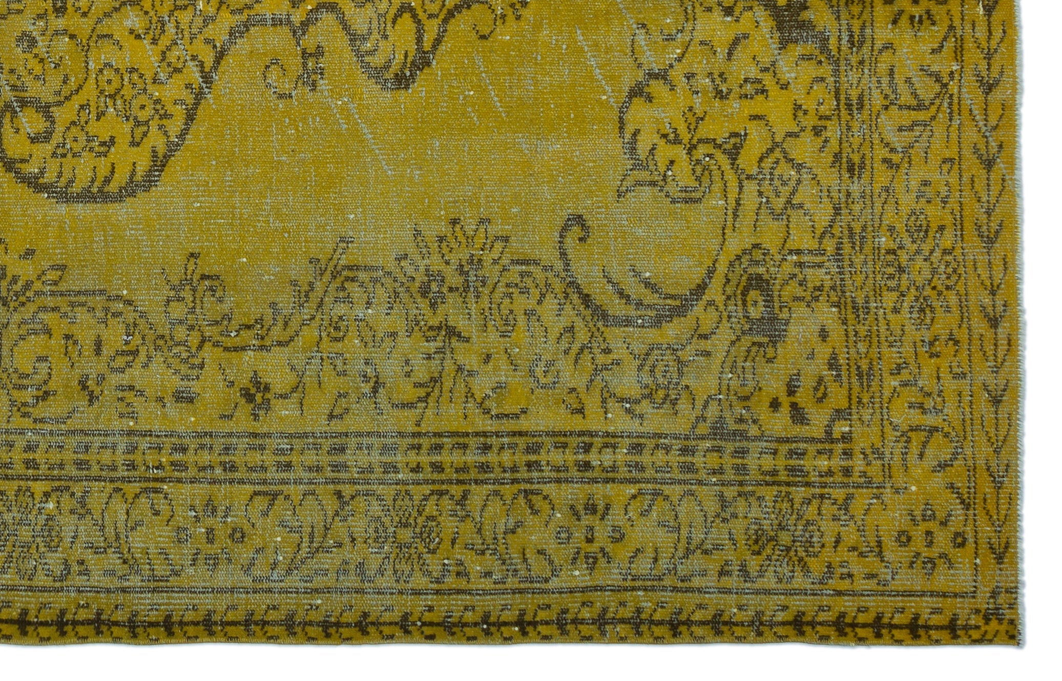 Atina Yellow Vintage Wool Handmade Area Rug 5'10" x 9'7"