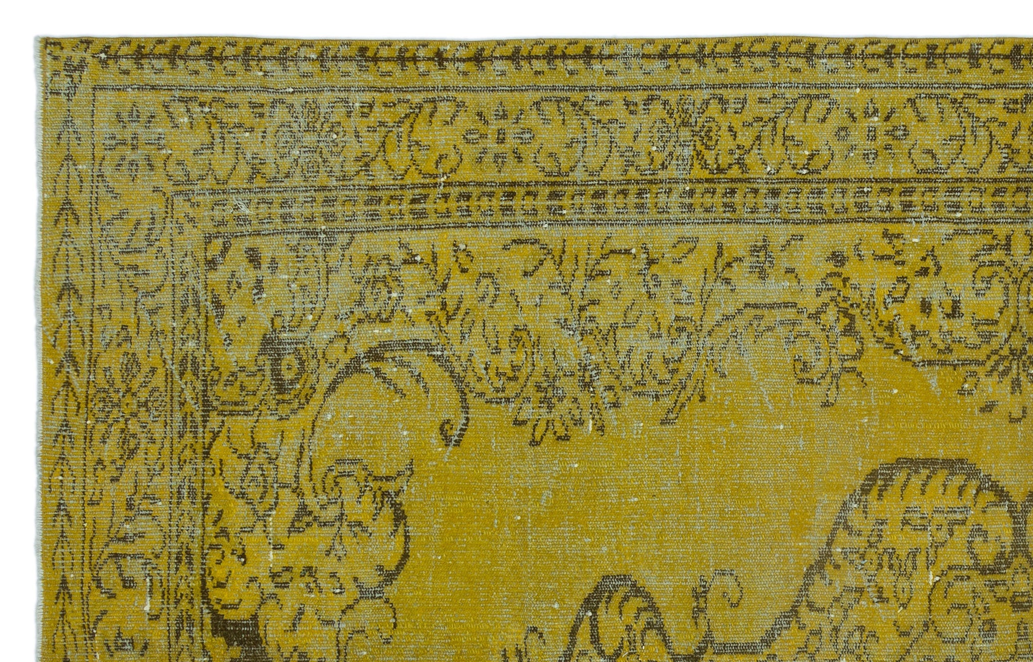 Atina Yellow Vintage Wool Handmade Area Rug 5'10" x 9'7"