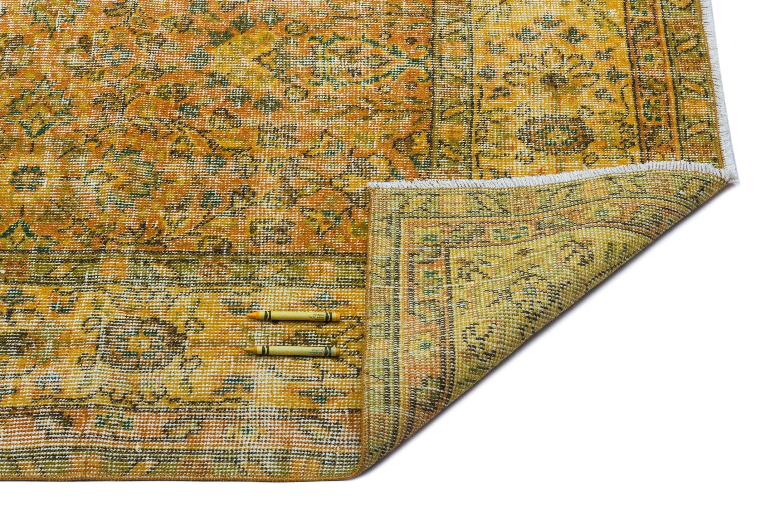 Atina Yellow Vintage Wool Handmade Area Rug 5'4" x 9'1"