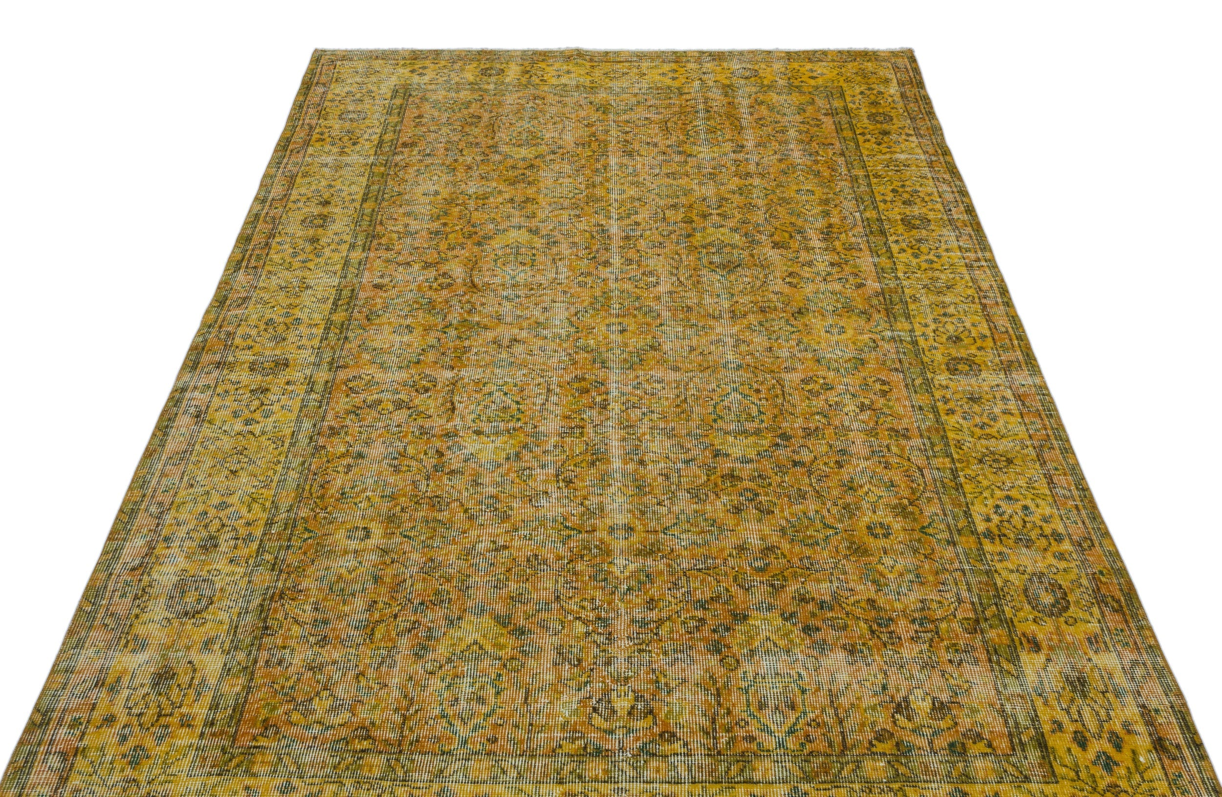 Atina Yellow Vintage Wool Handmade Area Rug 5'4" x 9'1"