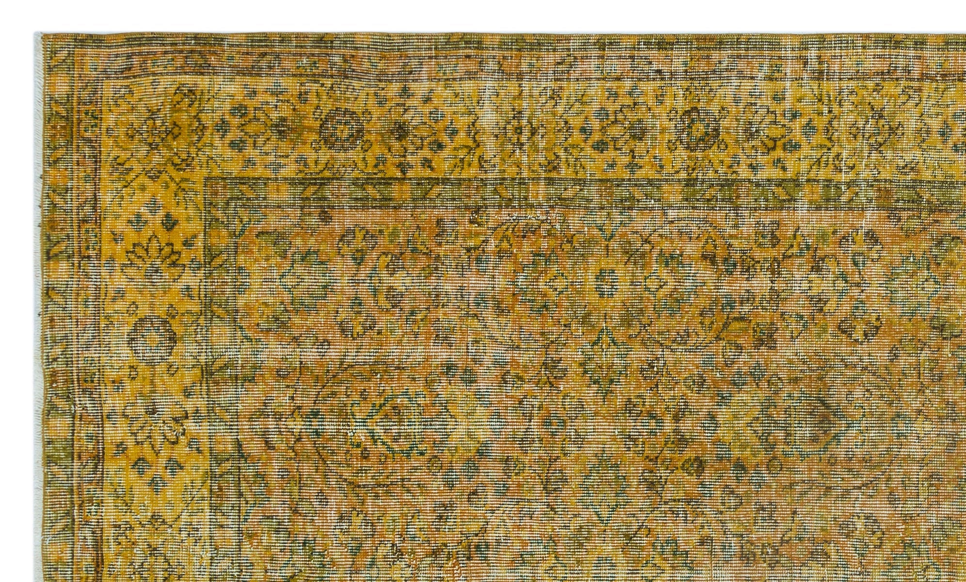 Atina Yellow Vintage Wool Handmade Area Rug 5'4" x 9'1"