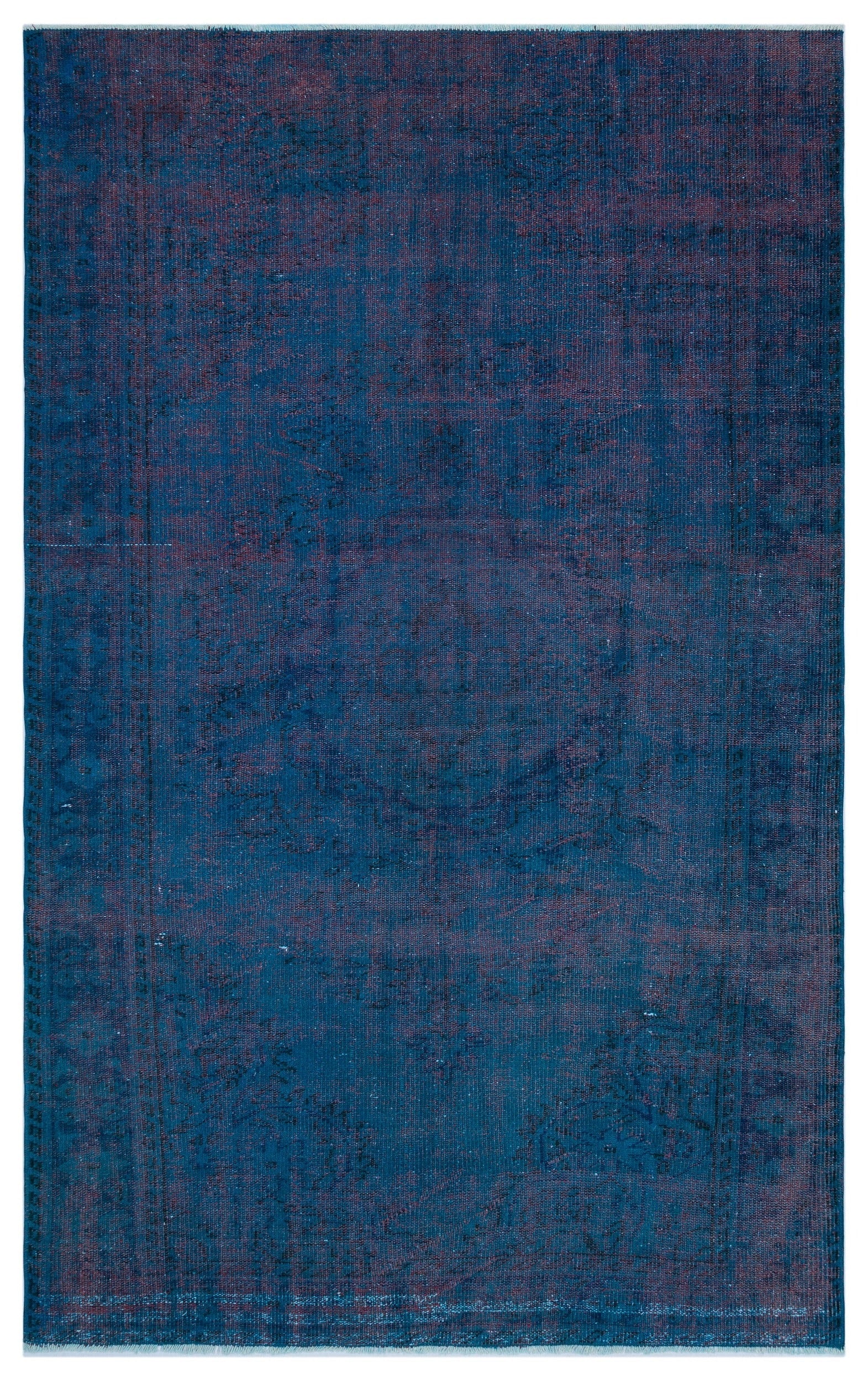 Atina Blue Vintage Wool Handmade Area Rug 5'5" x 8'10"