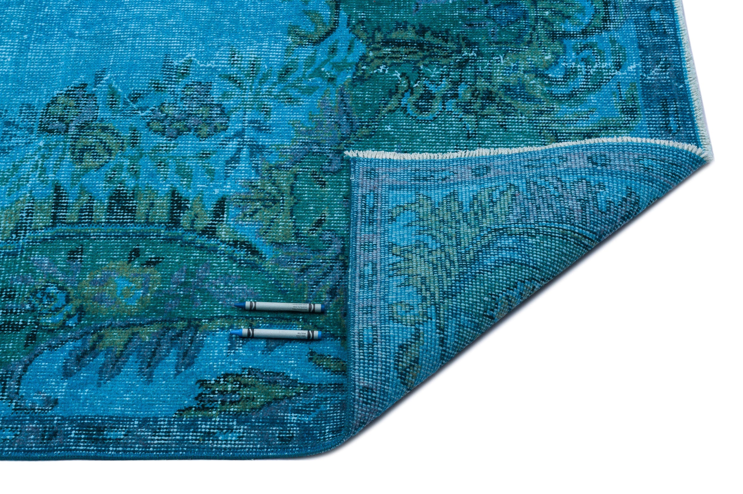 Atina Turquoise Vintage Wool Handmade Area Rug 6'0" x 9'8"