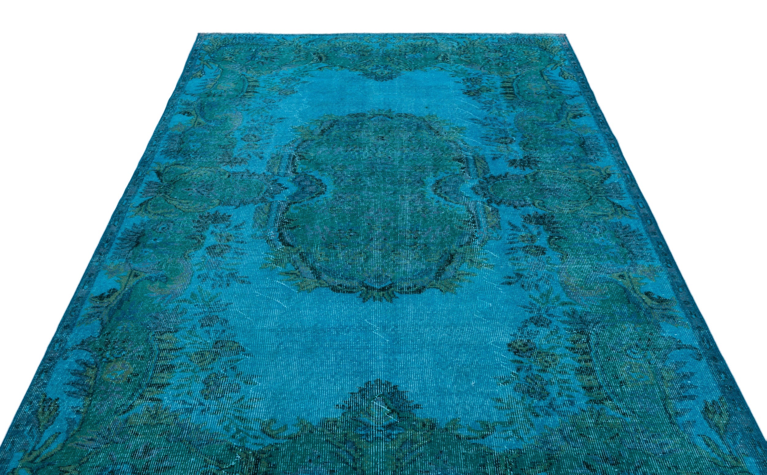 Atina Turquoise Vintage Wool Handmade Area Rug 6'0" x 9'8"