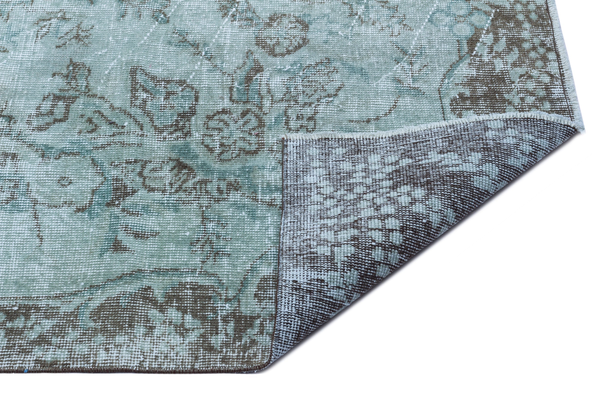 Atina Turquoise Vintage Wool Handmade Area Rug 4'5" x 10'2"