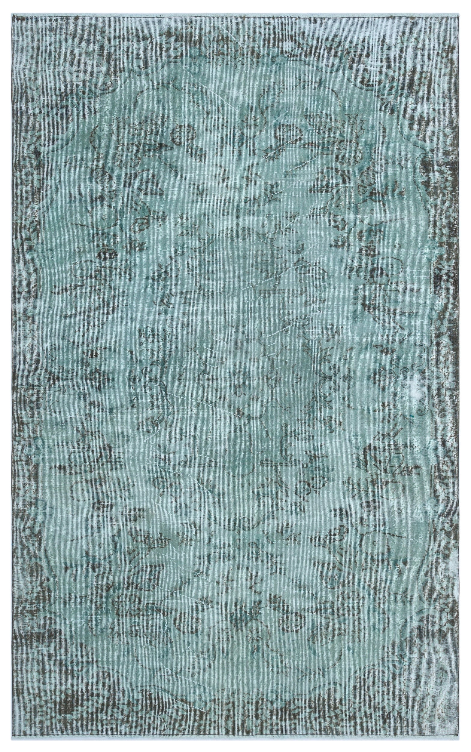 Atina Turquoise Vintage Wool Handmade Area Rug 4'5" x 10'2"