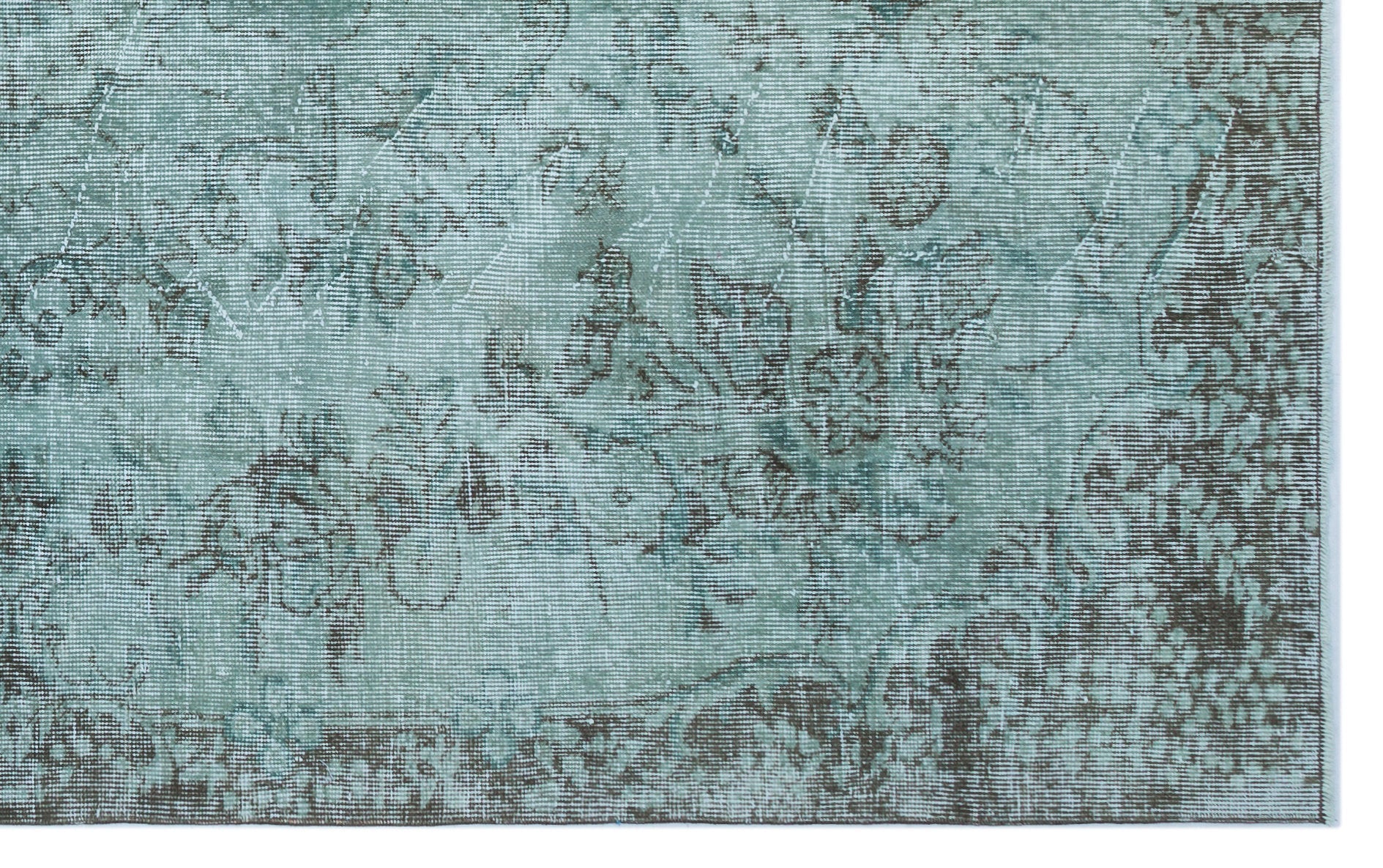 Atina Turquoise Vintage Wool Handmade Area Rug 4'5" x 10'2"