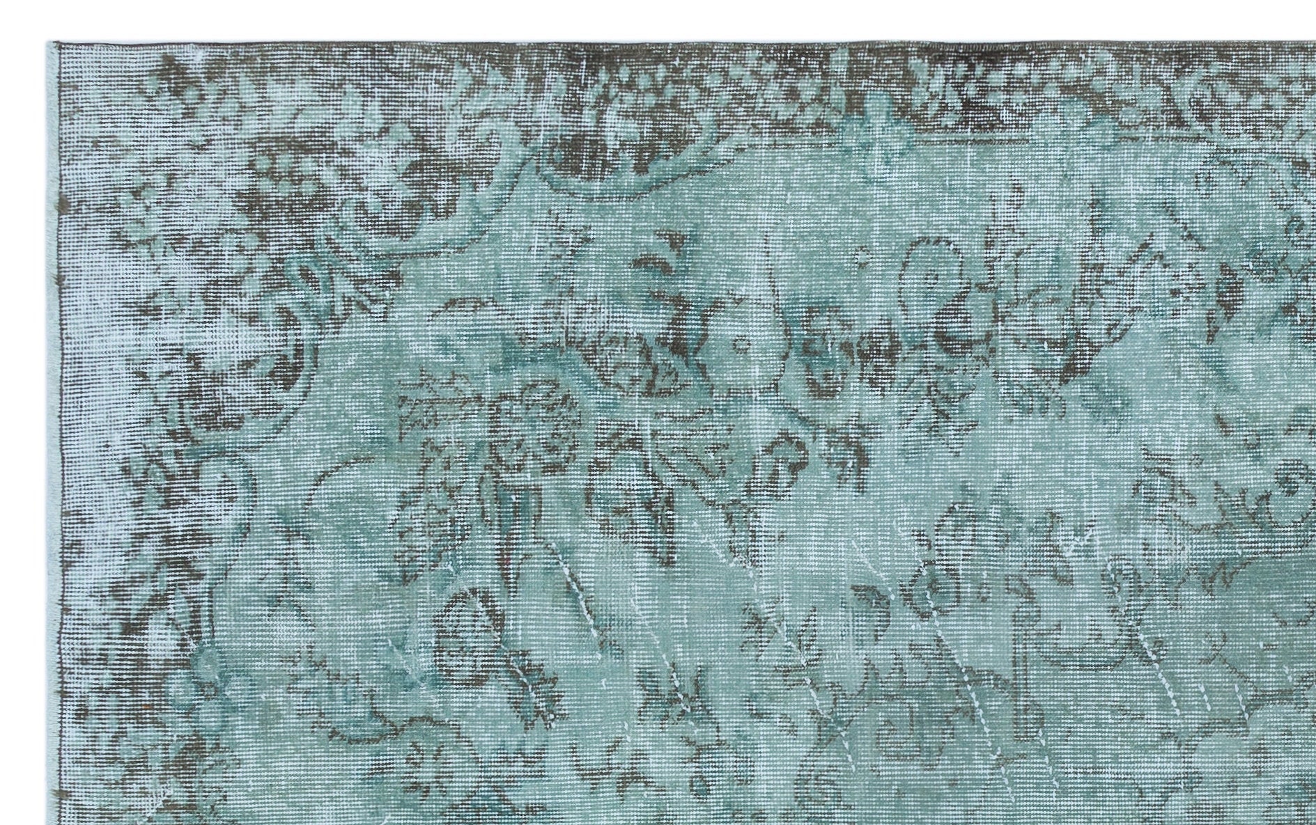 Atina Turquoise Vintage Wool Handmade Area Rug 4'5" x 10'2"