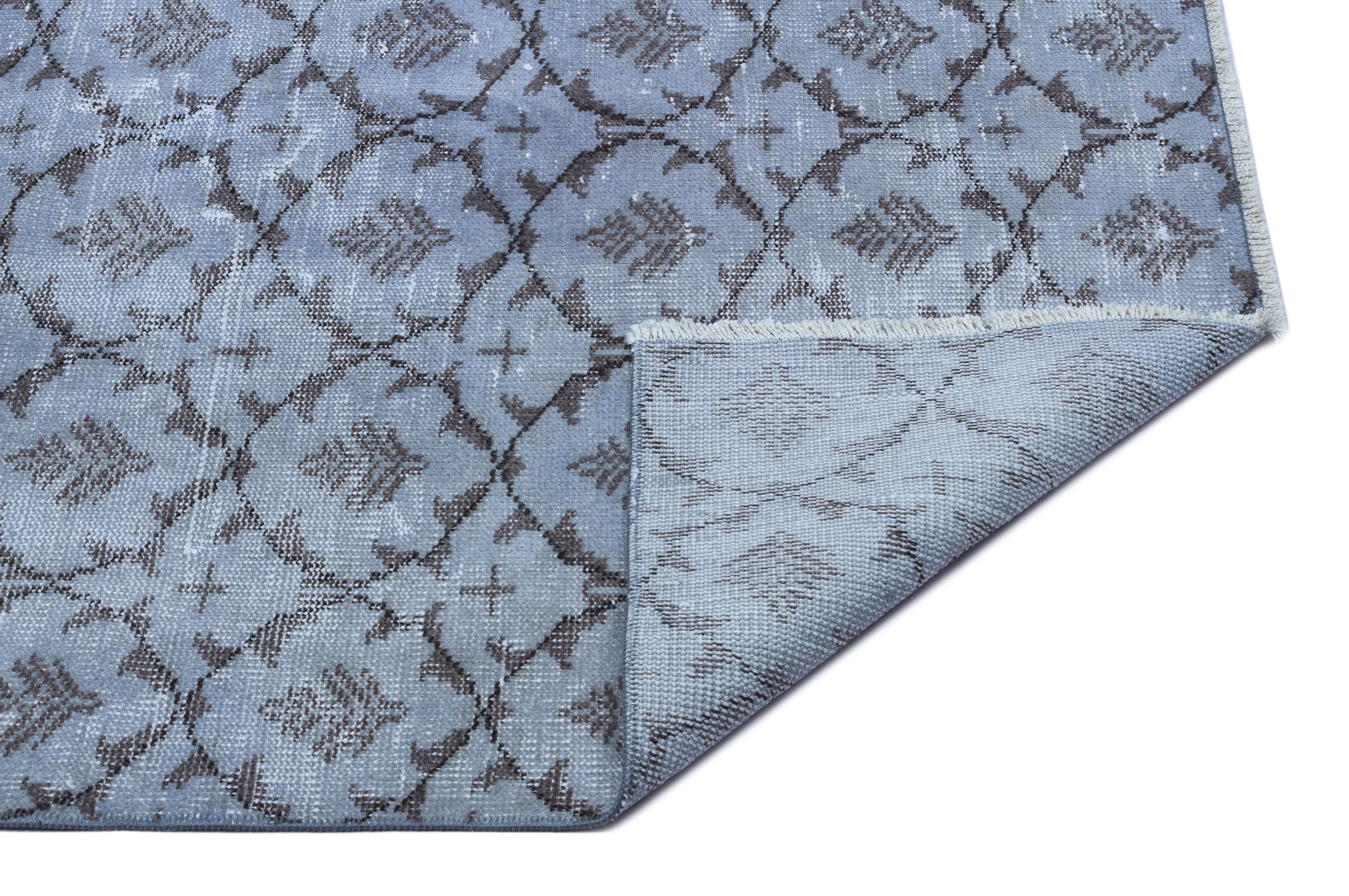 Atina Blue Vintage Wool Handmade Area Rug 6'1" x 9'7"