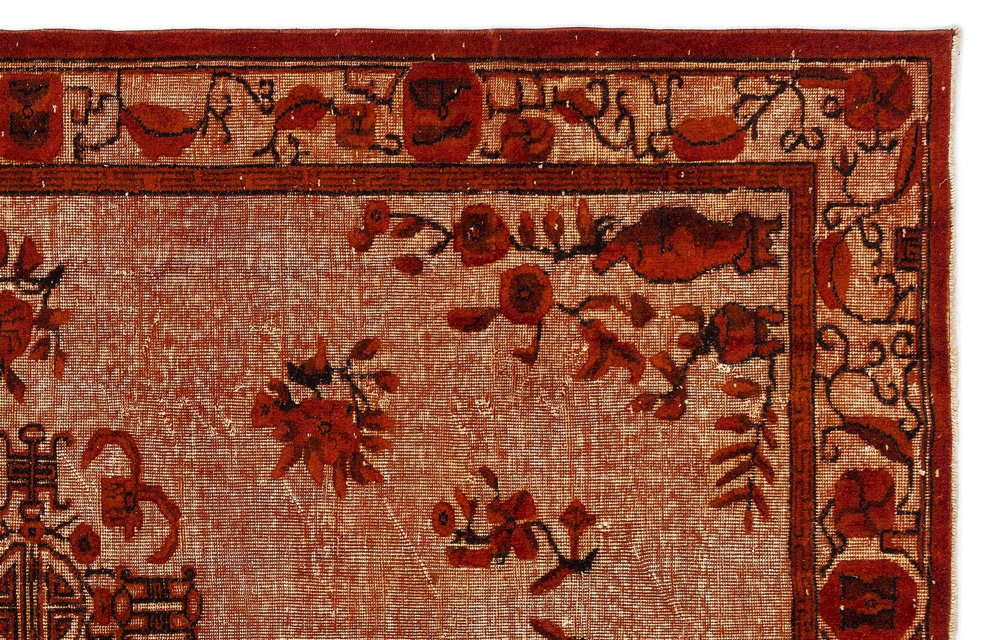 Purplea Orange Vintage Wool Handmade Area Rug 5'10" x 9'2"
