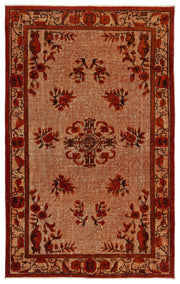 Purplea Orange Vintage Wool Handmade Area Rug 5'10" x 9'2"