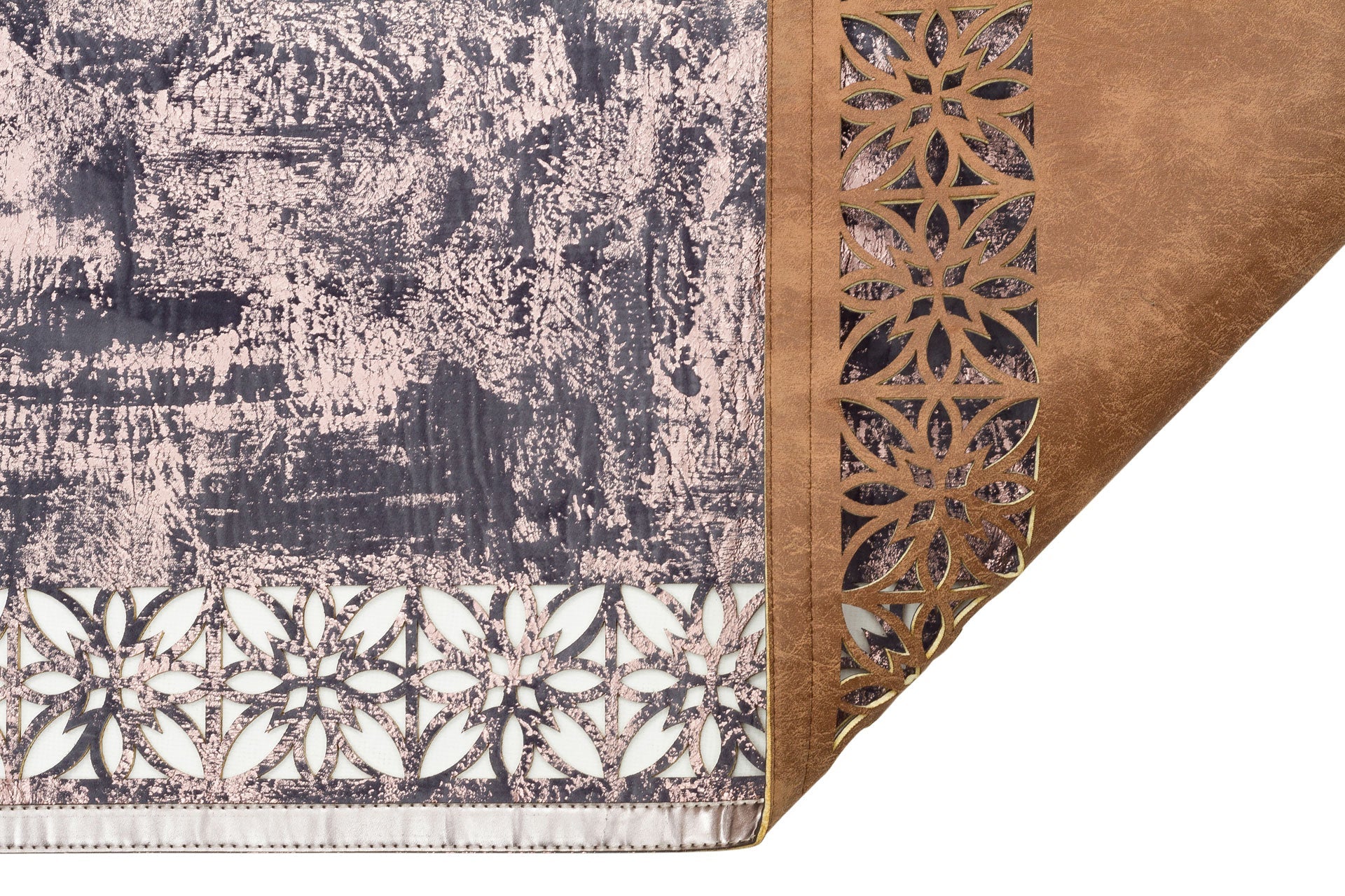 Modern Leather Rug – Blue Artificial Leather Carpet with Shiny Border & Anti Slip