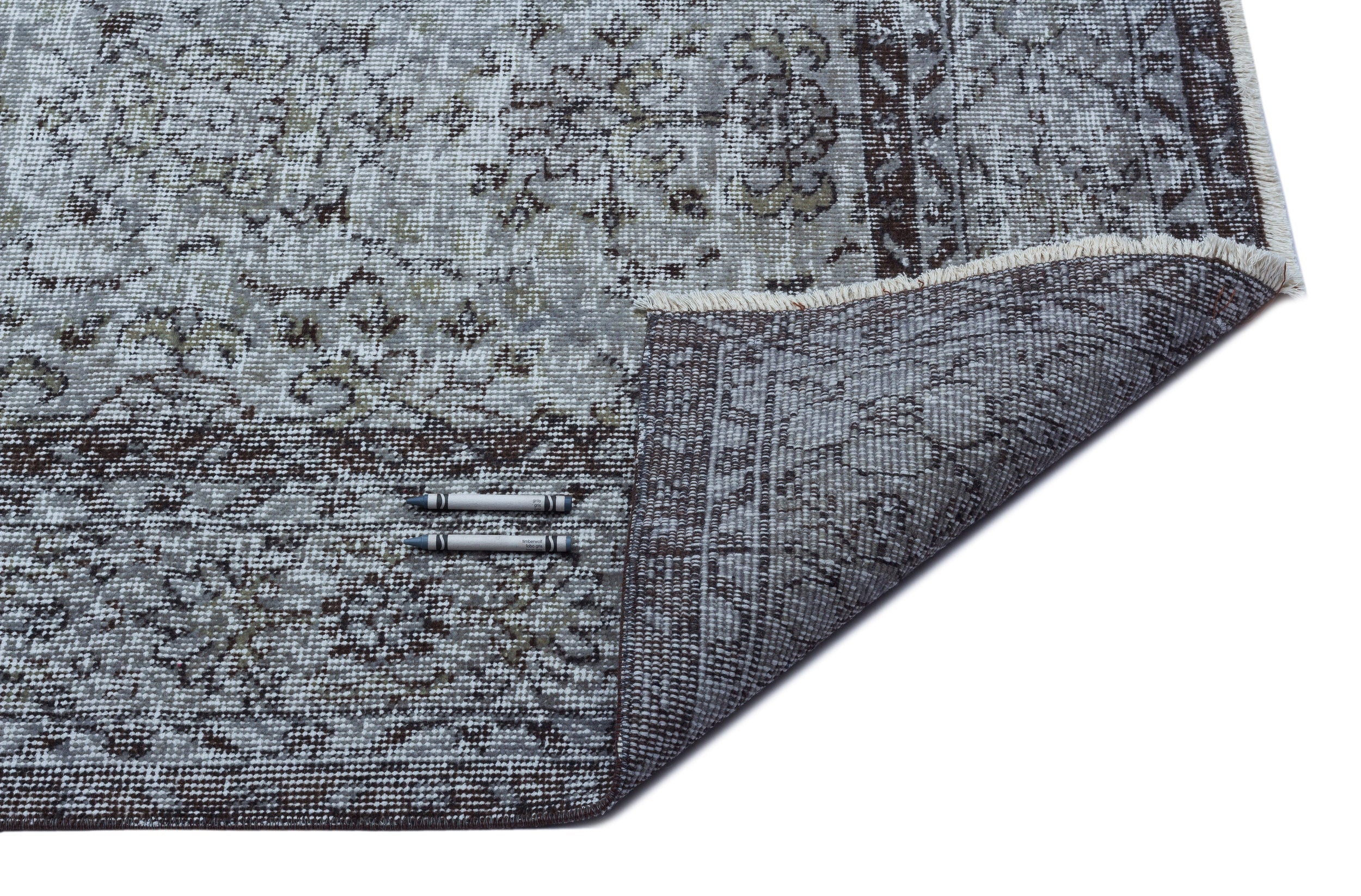 Atina Grey Vintage Wool Handmade Area Rug 5'7" x 9'9"