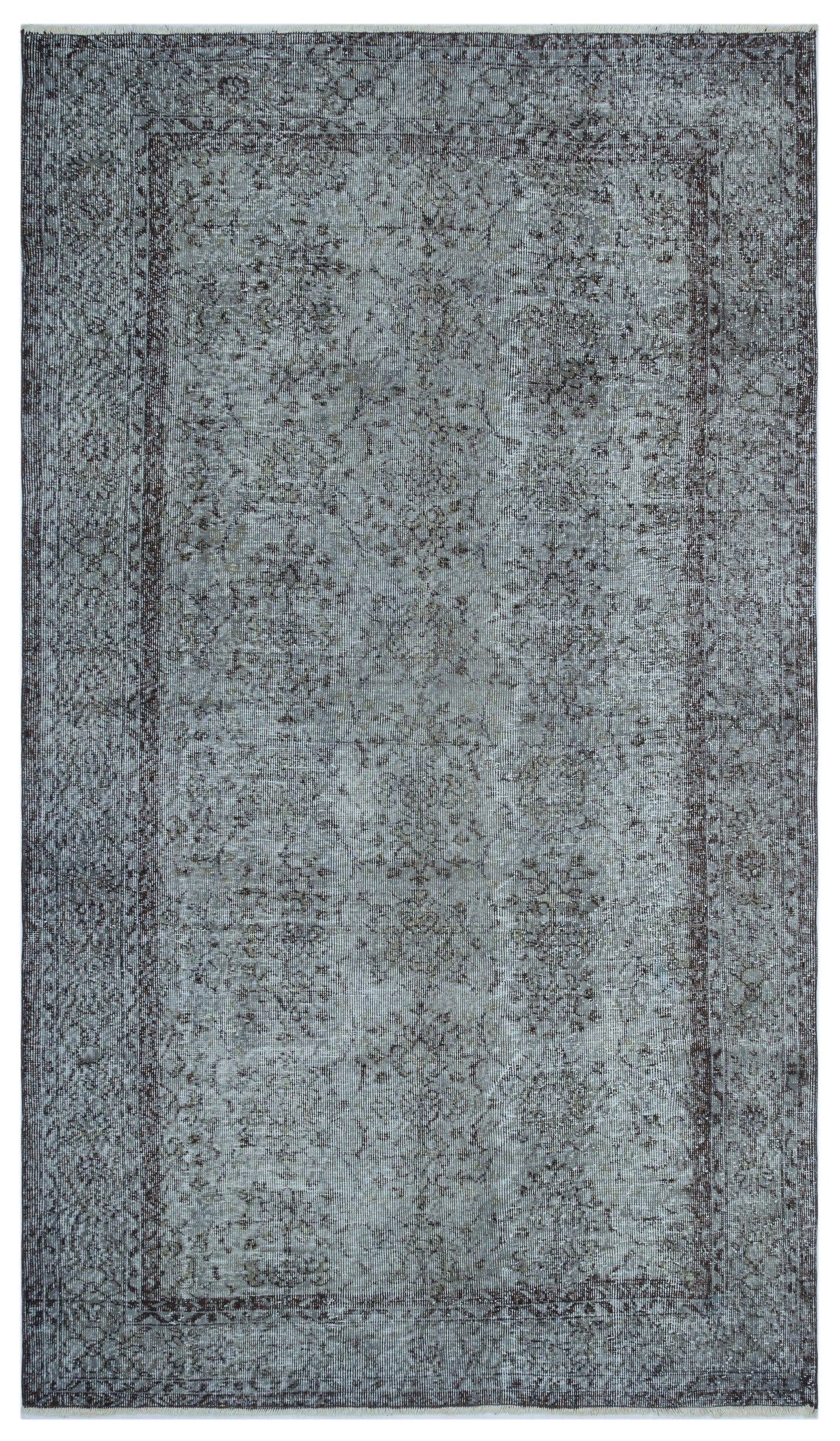 Atina Grey Vintage Wool Handmade Area Rug 5'7" x 9'9"