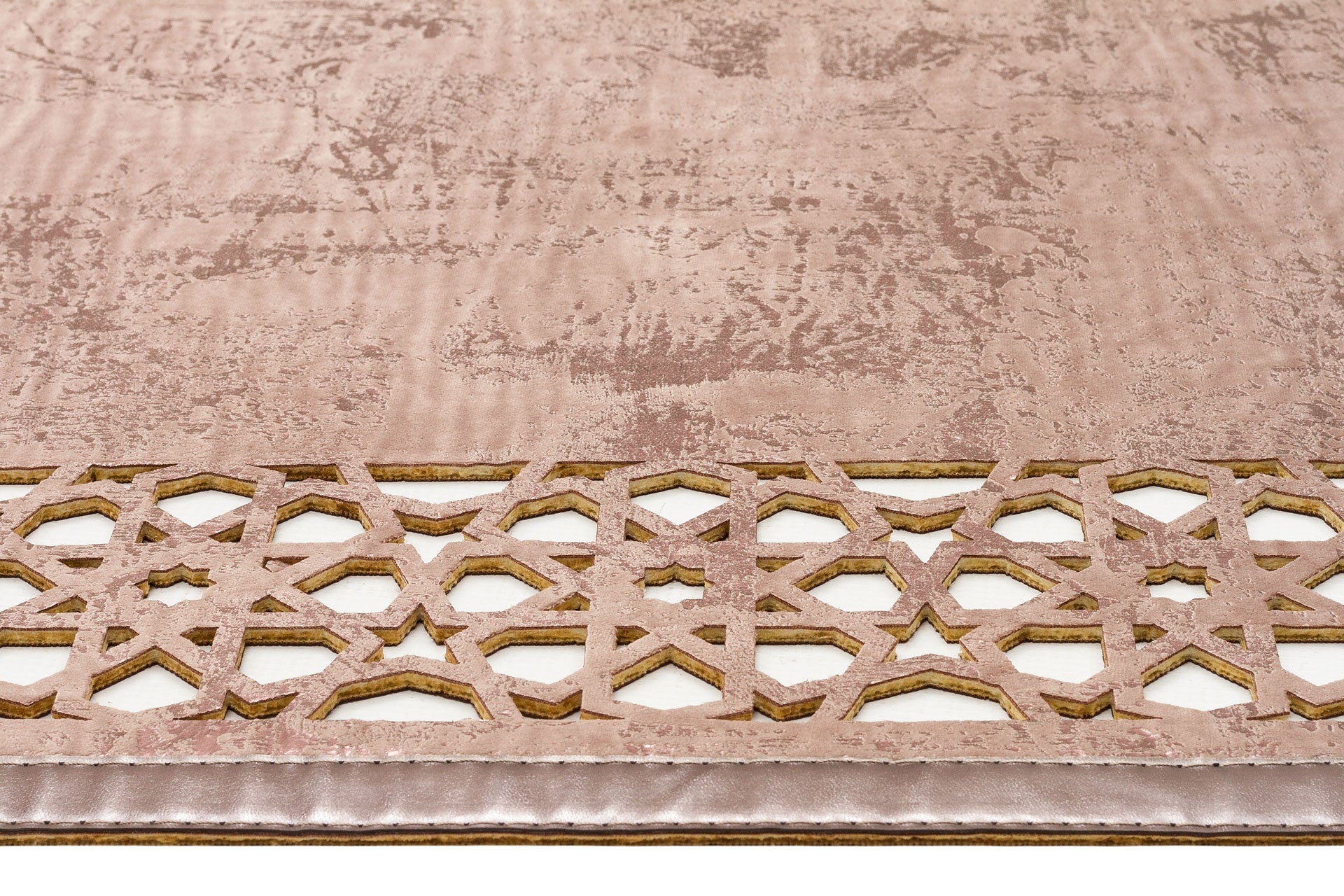 Modern Leather Rug - Bronze Artificial Leather Carpet with Shiny Embroidery