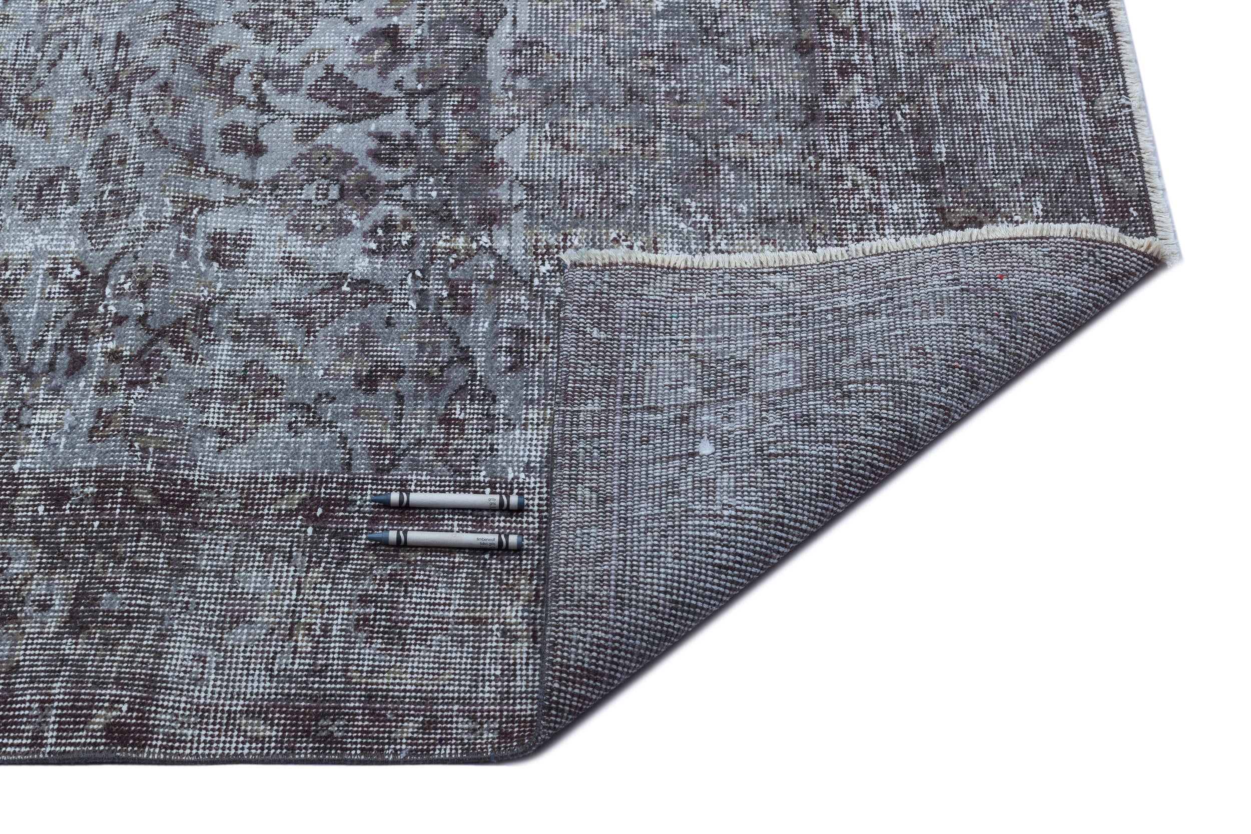 Atina Grey Vintage Wool Handmade Area Rug 5'11" x 9'5"