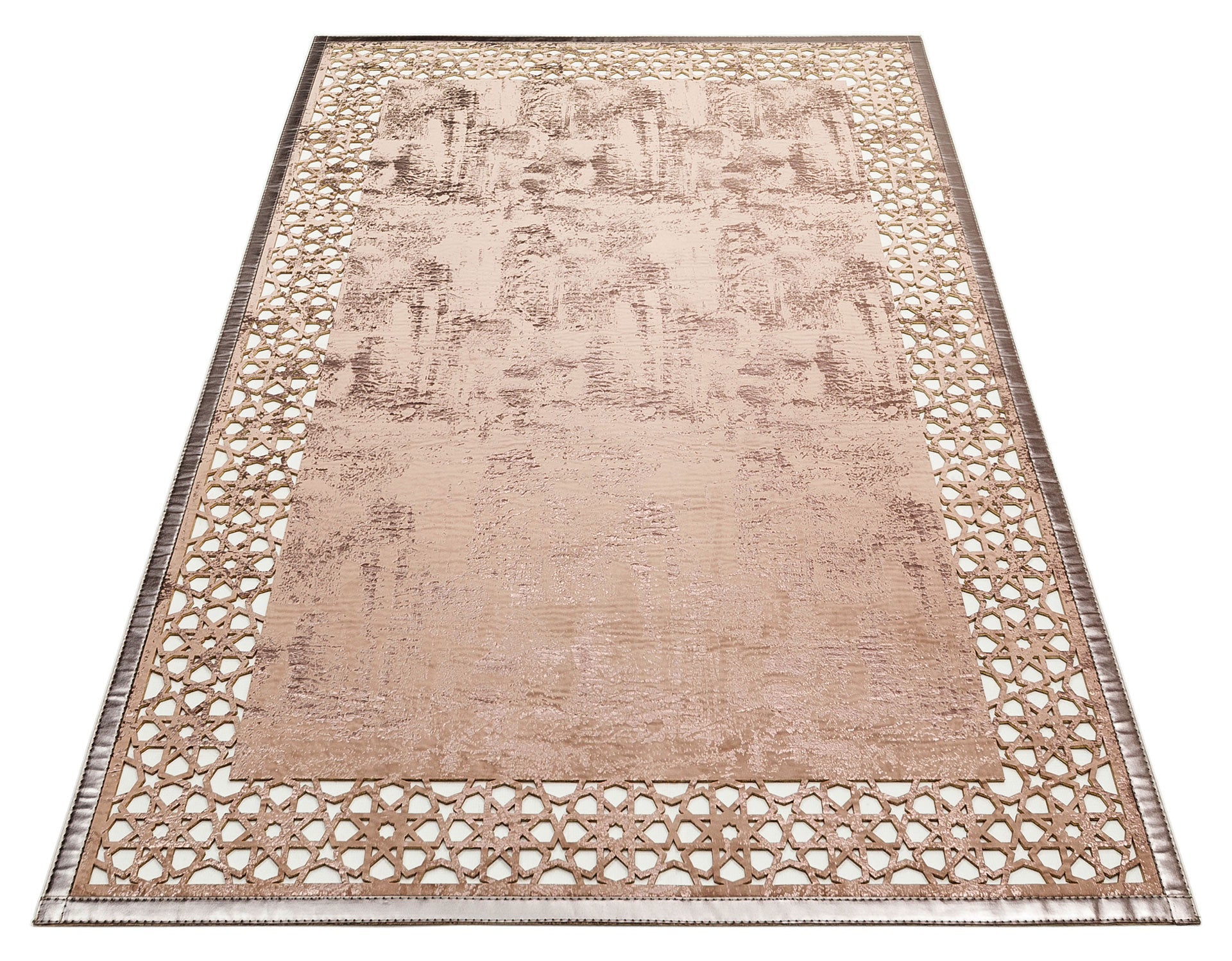 Modern Leather Rug - Bronze Artificial Leather Carpet with Shiny Embroidery