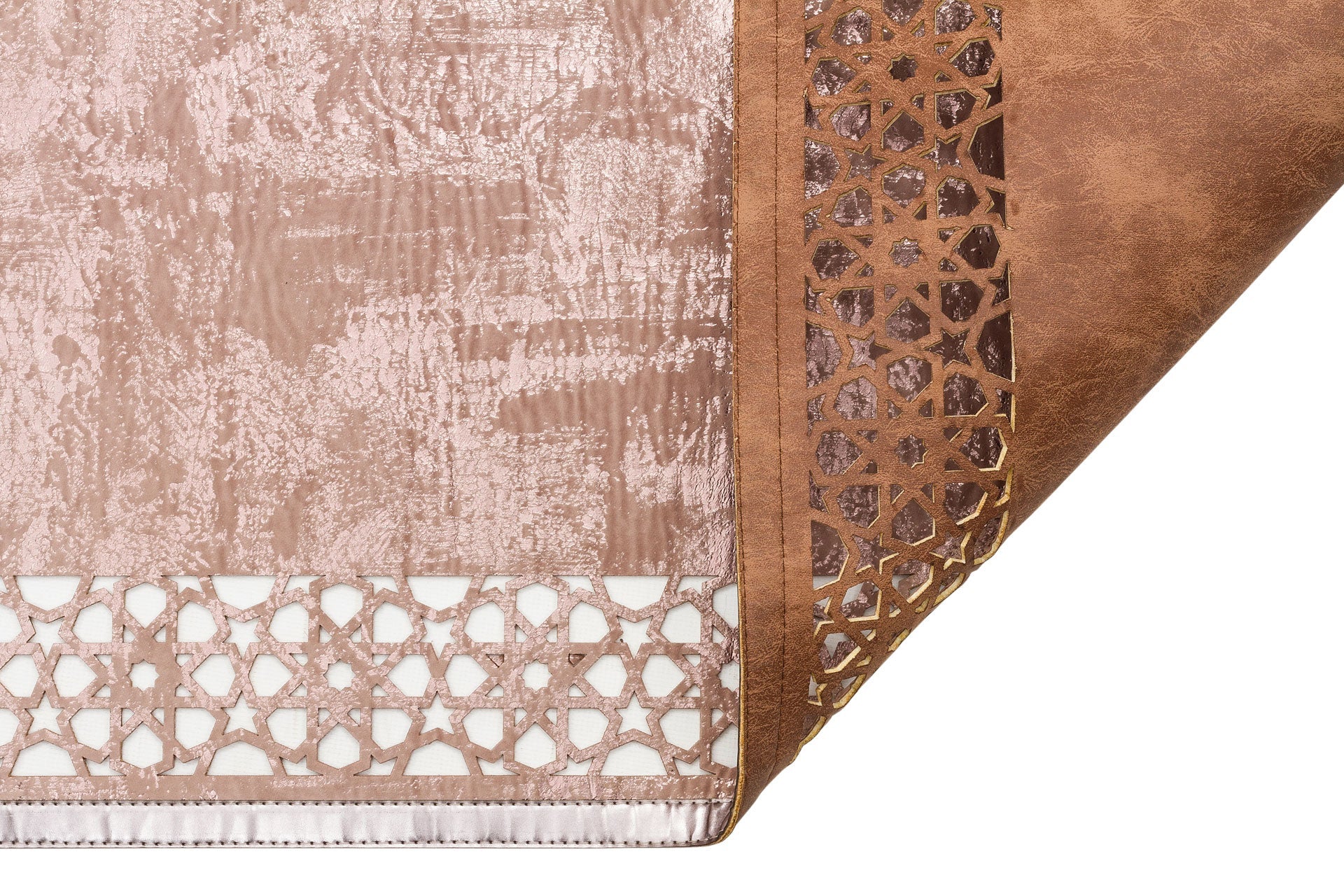 Modern Leather Rug - Bronze Artificial Leather Carpet with Shiny Embroidery