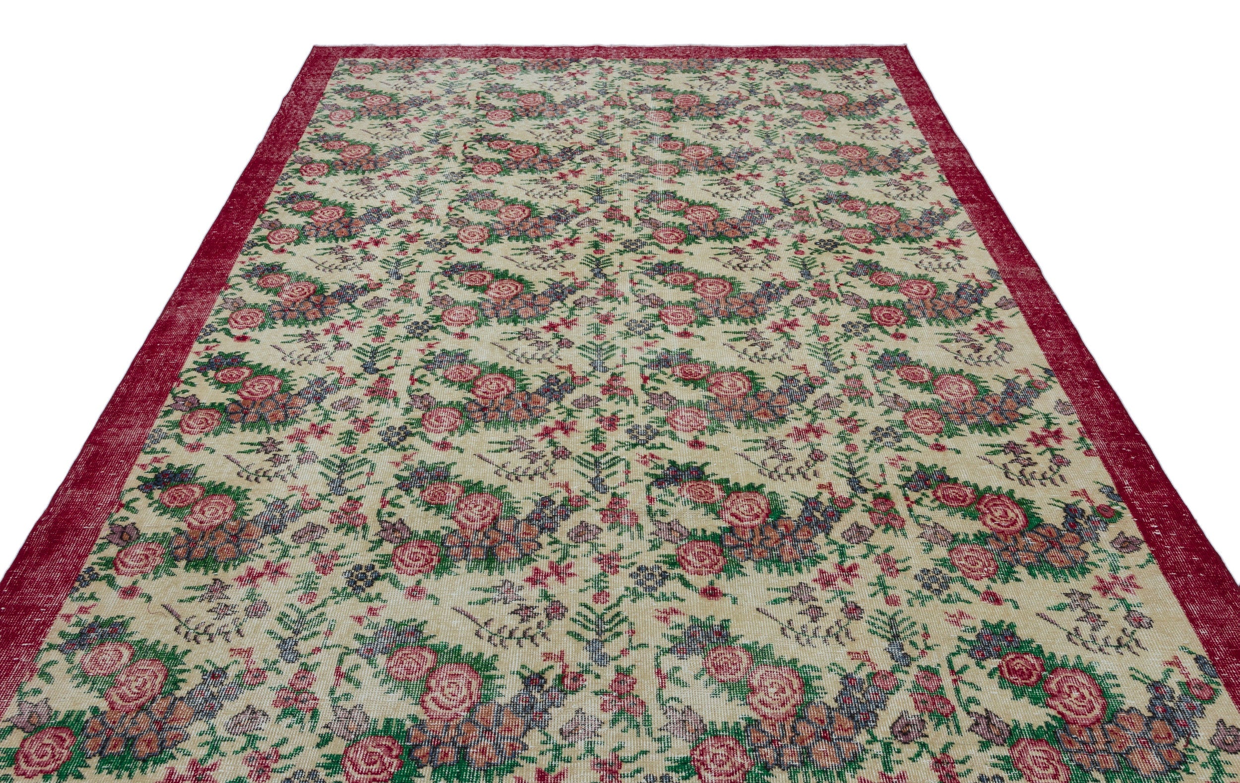 Atina Cream Vintage Wool Handmade Area Rug 7'4" x 10'7"