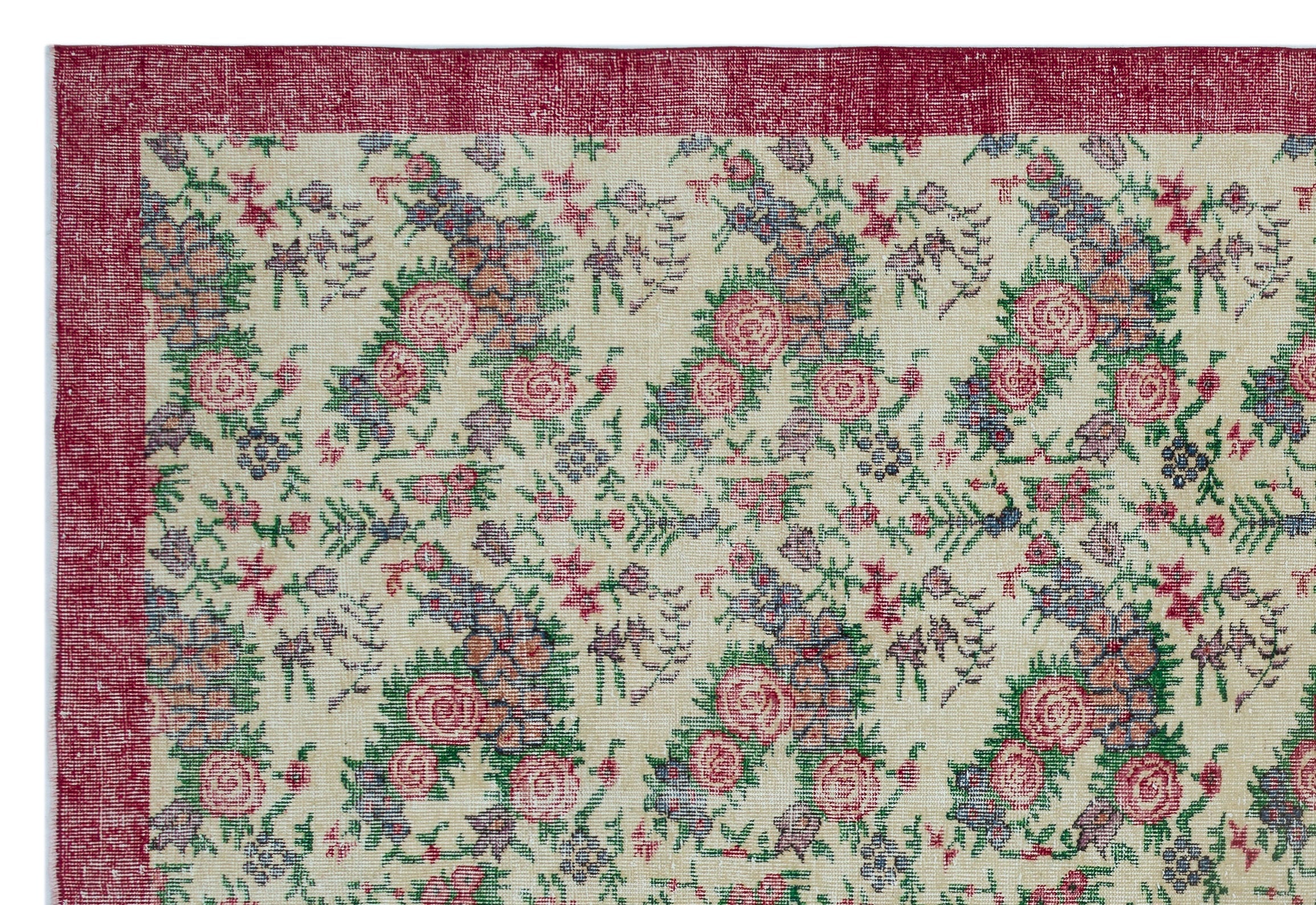 Atina Cream Vintage Wool Handmade Area Rug 7'4" x 10'7"