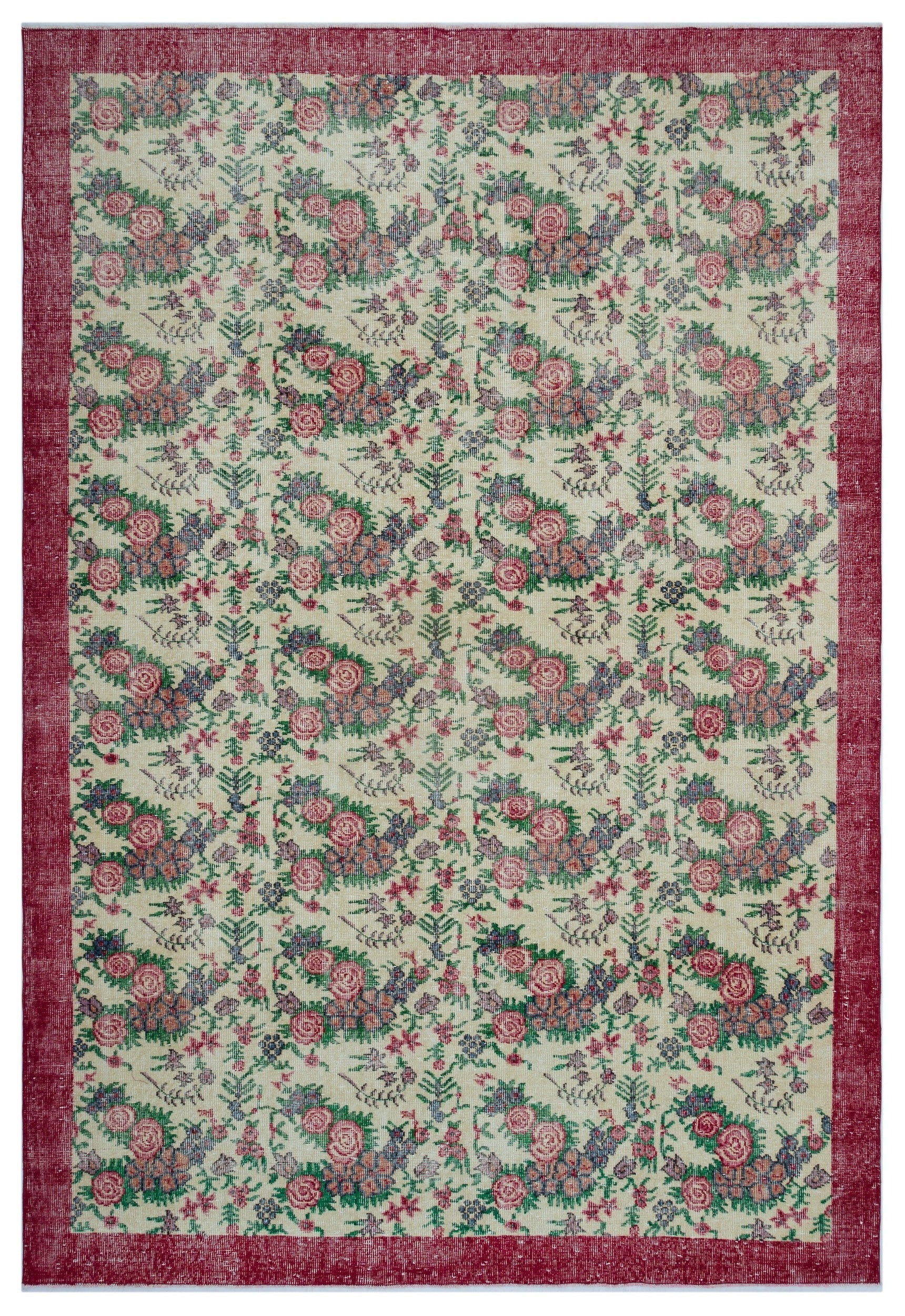 Atina Cream Vintage Wool Handmade Area Rug 7'4" x 10'7"