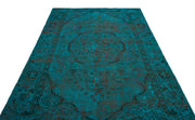 Atina Turquoise Vintage Wool Handmade Area Rug 6'1" x 9'3"
