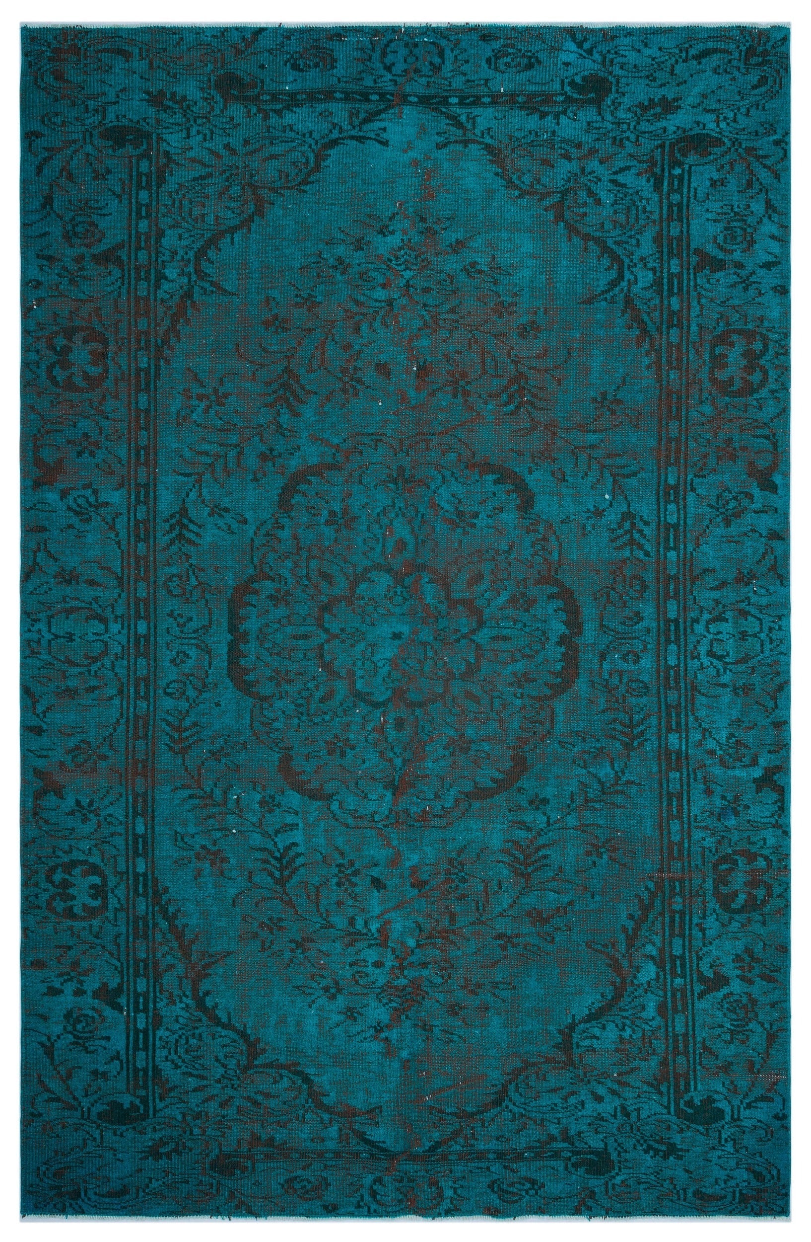 Atina Turquoise Vintage Wool Handmade Area Rug 6'1" x 9'3"