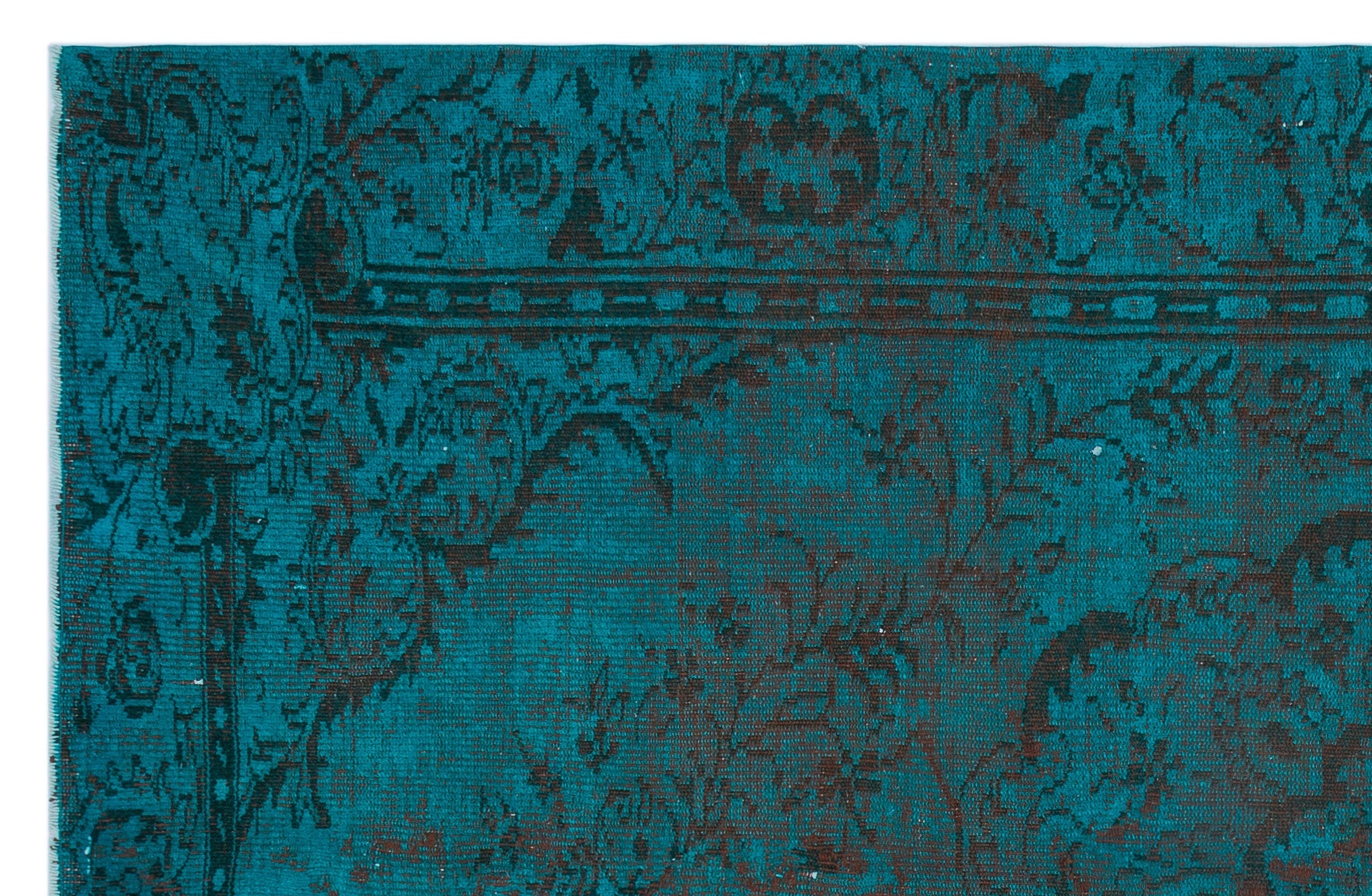 Atina Turquoise Vintage Wool Handmade Area Rug 6'1" x 9'3"