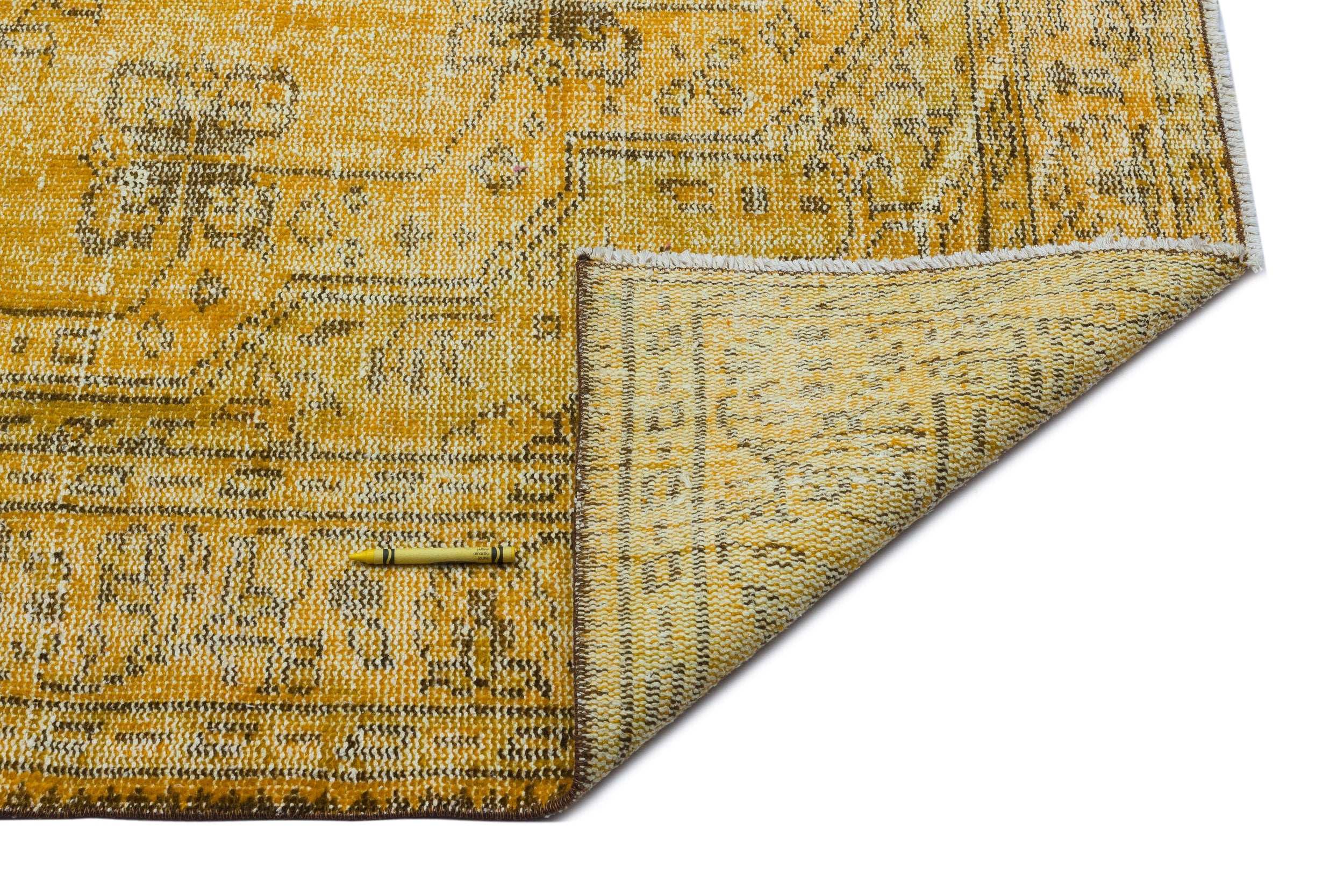 Atina Yellow Vintage Wool Handmade Area Rug 4'6" x 12'6"