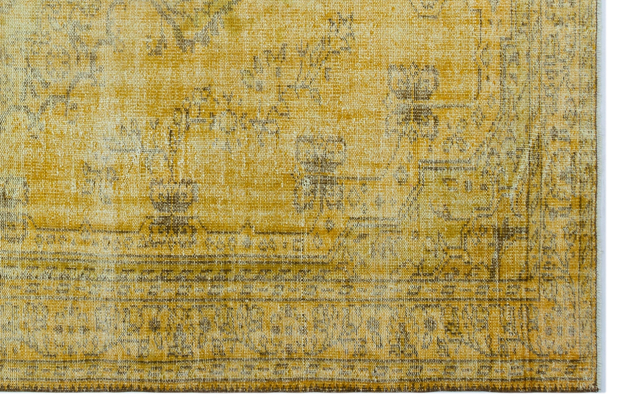Atina Yellow Vintage Wool Handmade Area Rug 4'6" x 12'6"