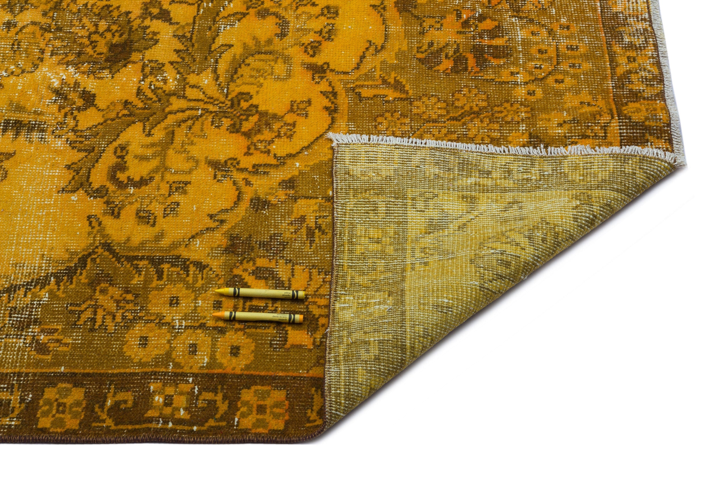 Atina Yellow Vintage Wool Handmade Area Rug 6'4" x 10'1"