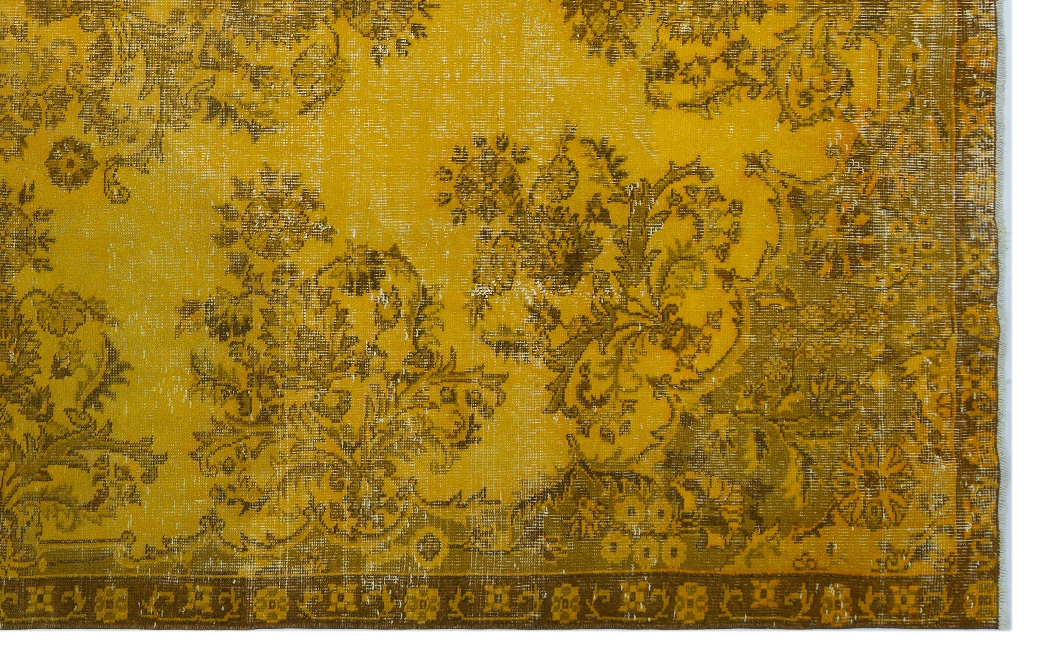 Atina Yellow Vintage Wool Handmade Area Rug 6'4" x 10'1"