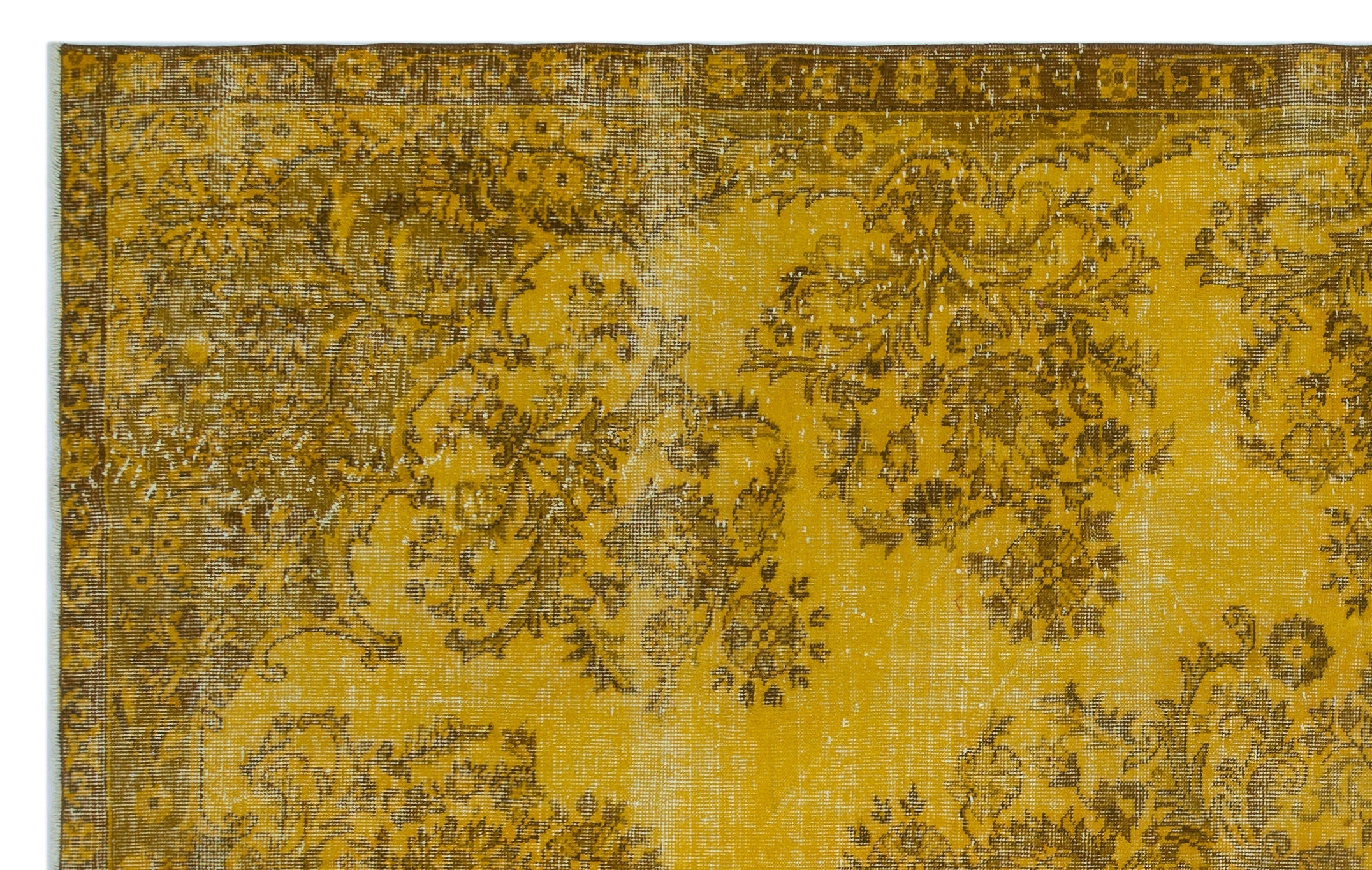 Atina Yellow Vintage Wool Handmade Area Rug 6'4" x 10'1"