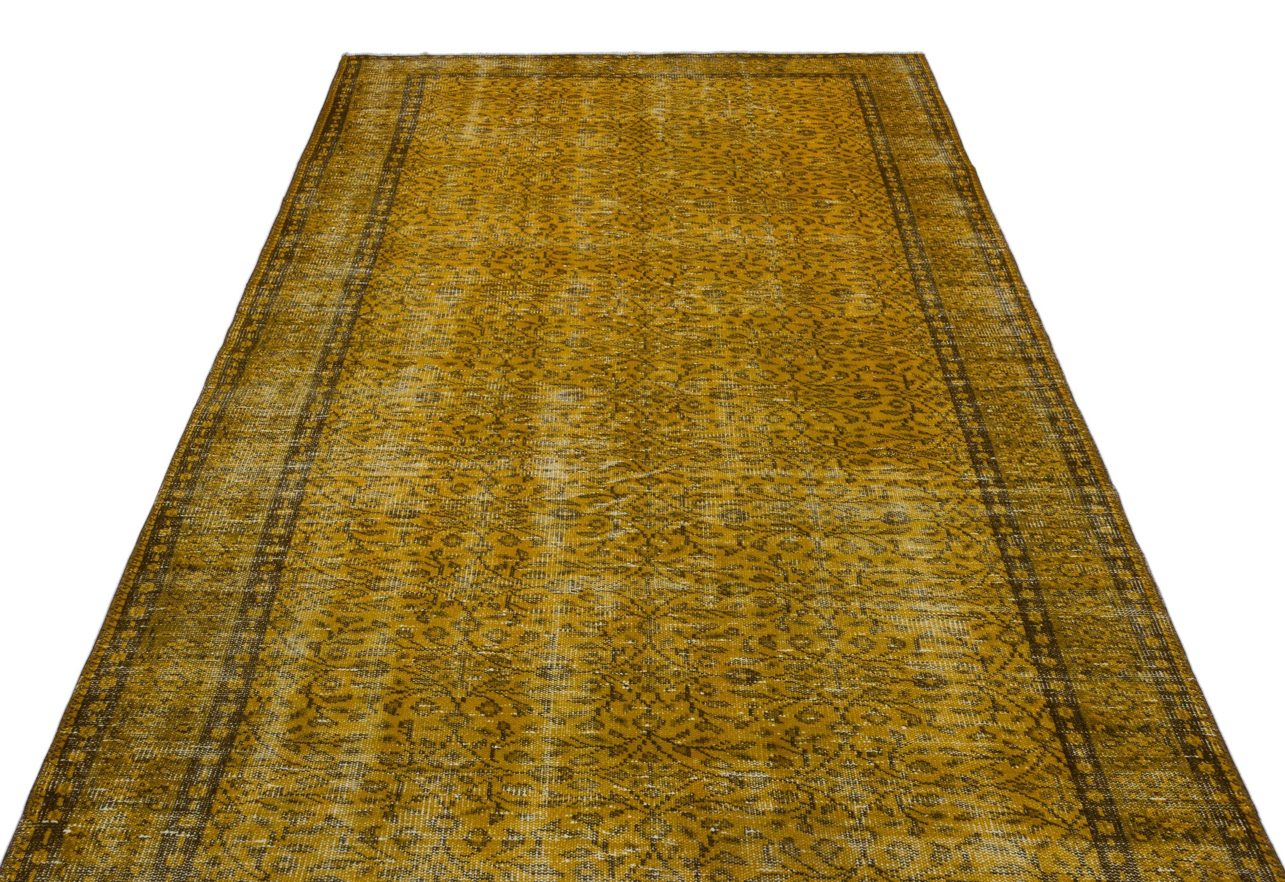 Atina Yellow Vintage Wool Handmade Area Rug 5'2" x 9'4"