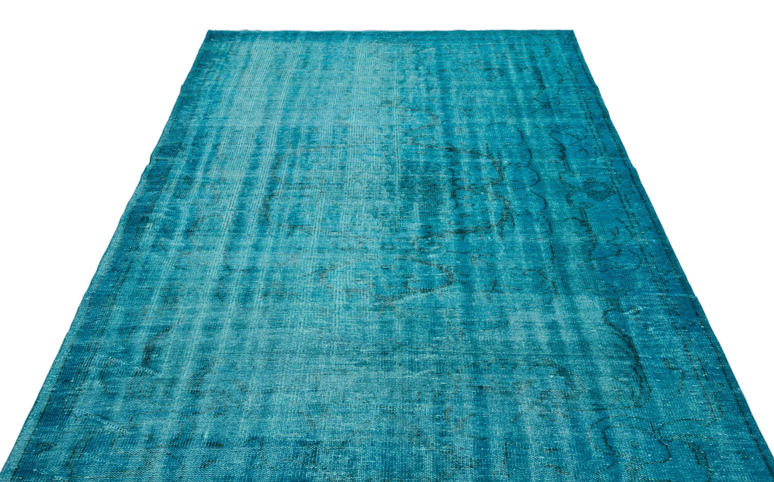 Atina Turquoise Vintage Wool Handmade Area Rug 5'10" x 9'1"