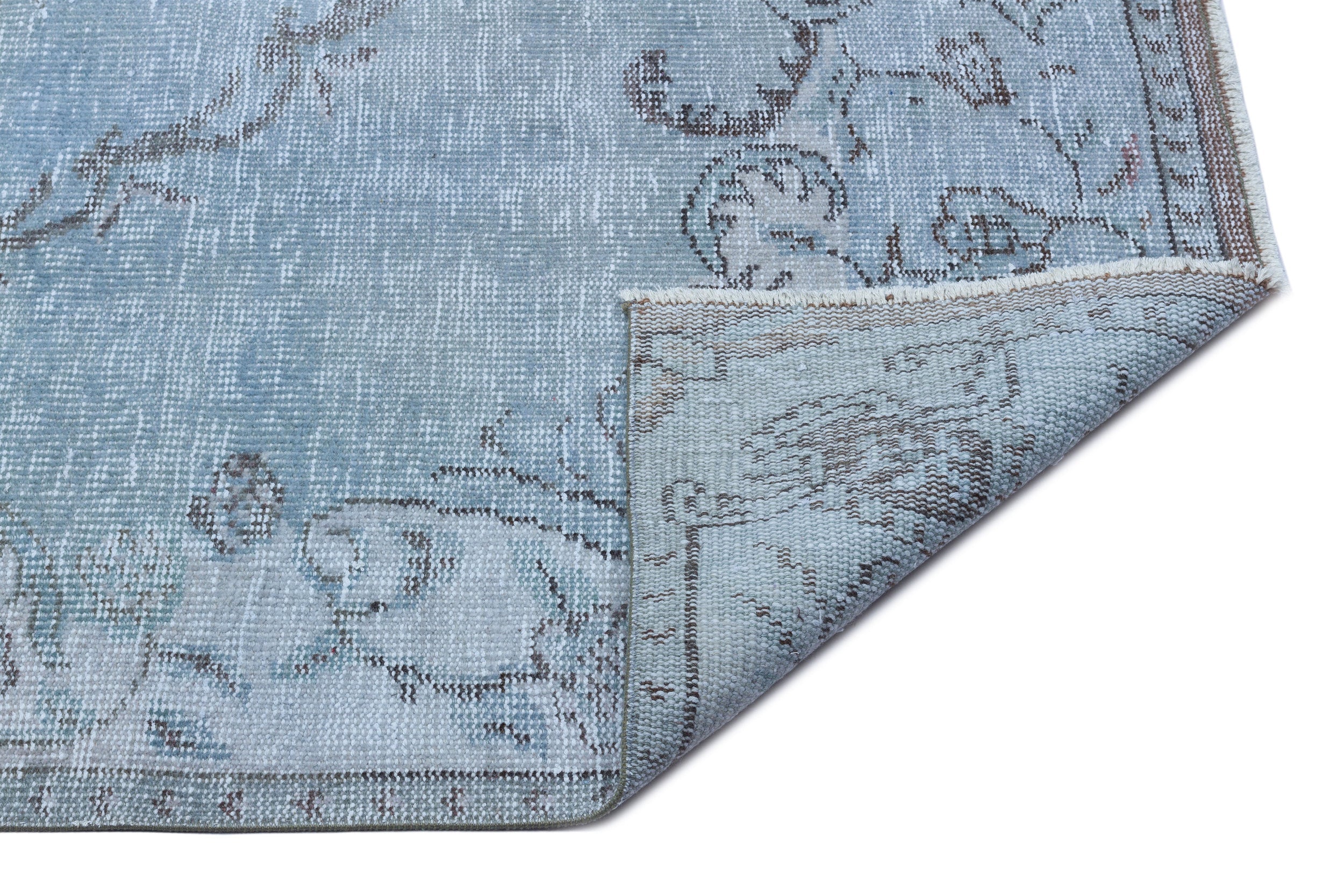 Atina Blue Vintage Wool Handmade Area Rug 4'11" x 9'0"