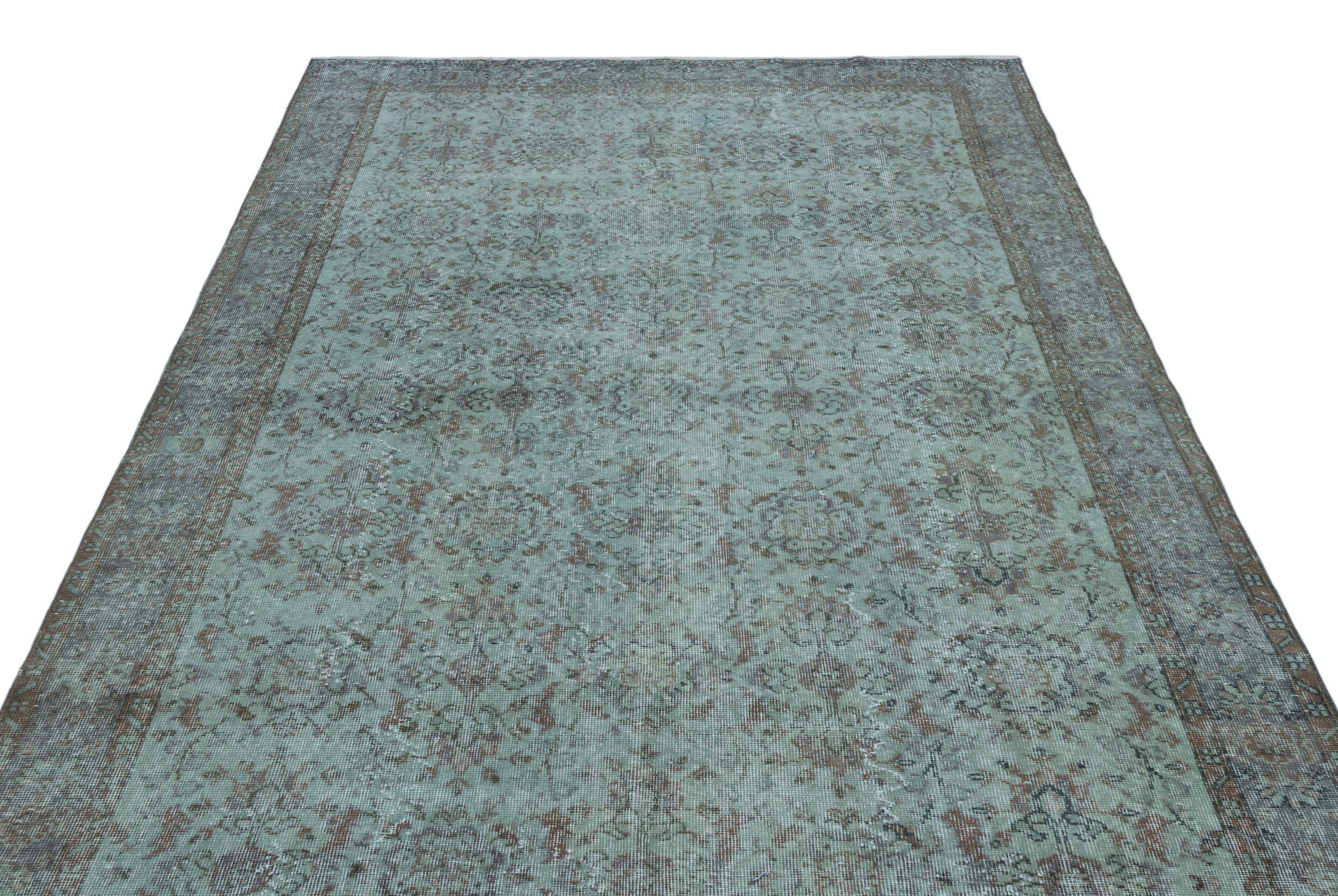 Atina Turquoise Vintage Wool Handmade Area Rug 6'1" x 10'0"