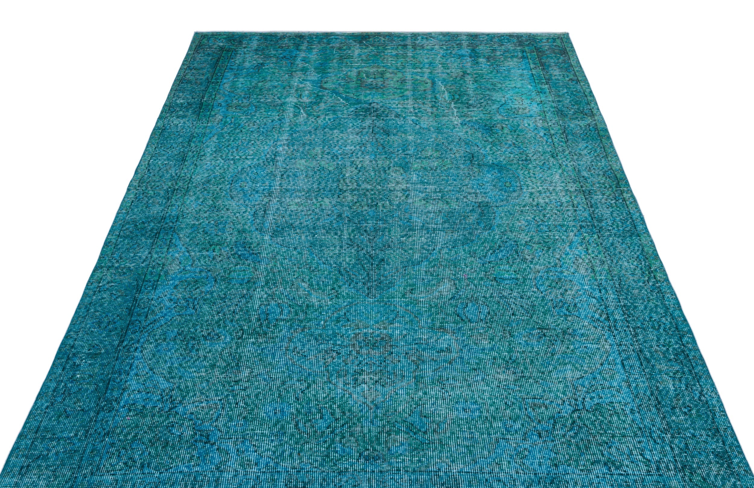 Atina Turquoise Vintage Wool Handmade Area Rug 5'5" x 8'8"