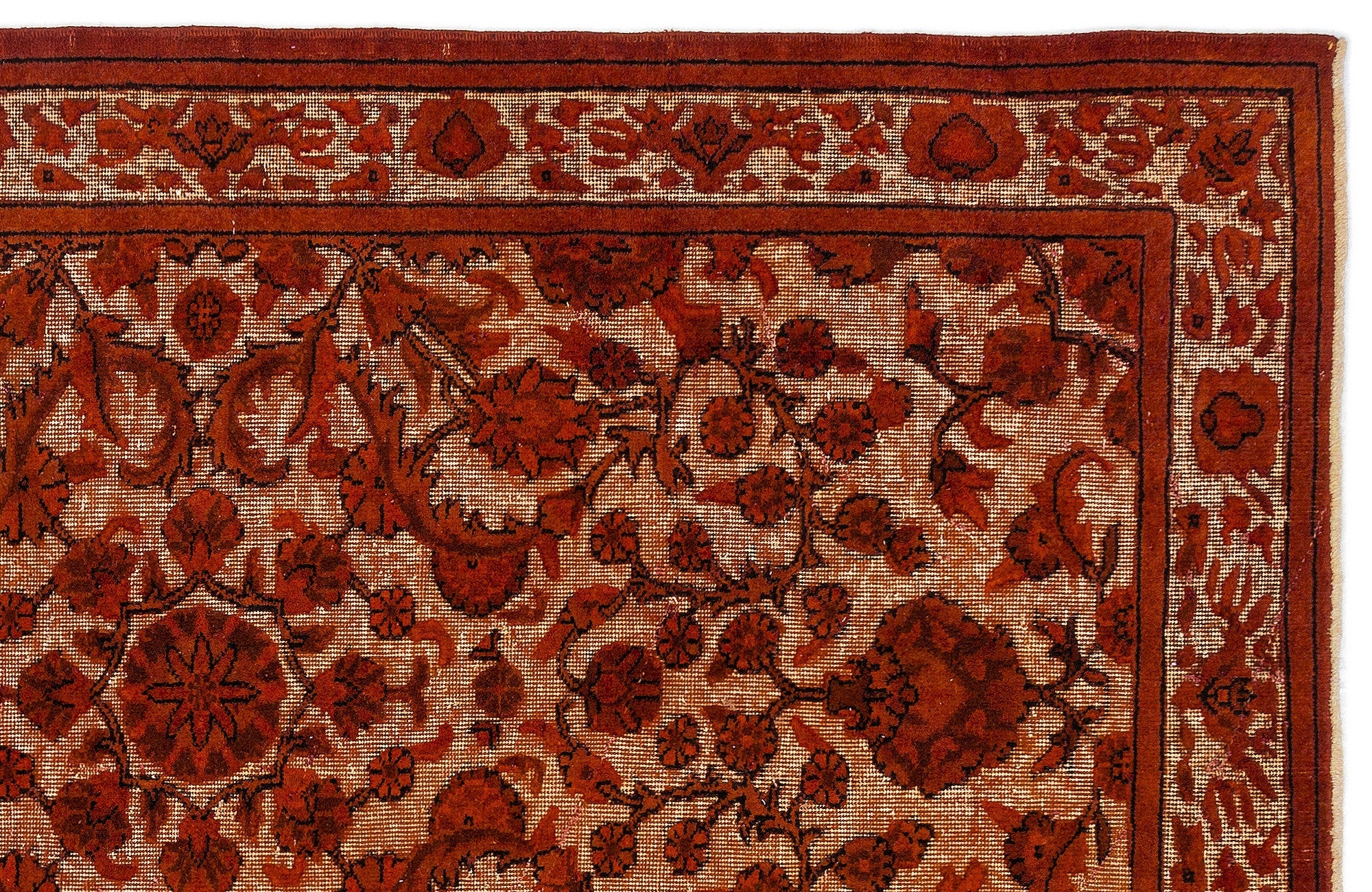 Purplea Orange Vintage Wool Handmade Area Rug 4'9" x 8'2"