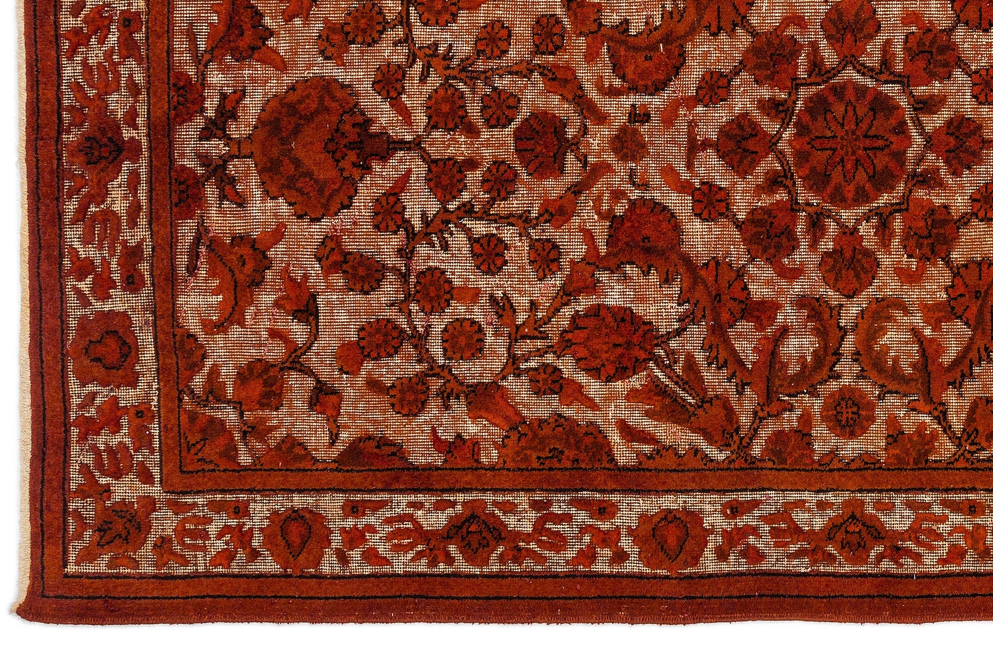 Purplea Orange Vintage Wool Handmade Area Rug 4'9" x 8'2"