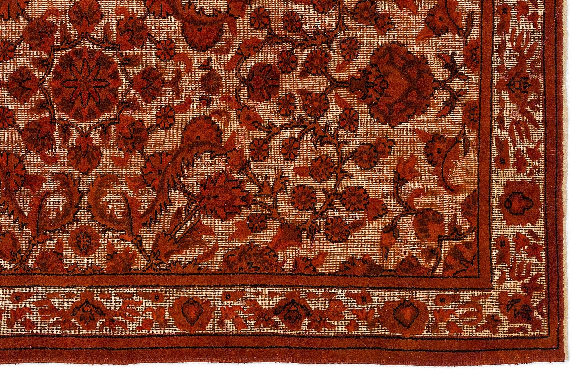 Purplea Orange Vintage Wool Handmade Area Rug 4'9" x 8'2"