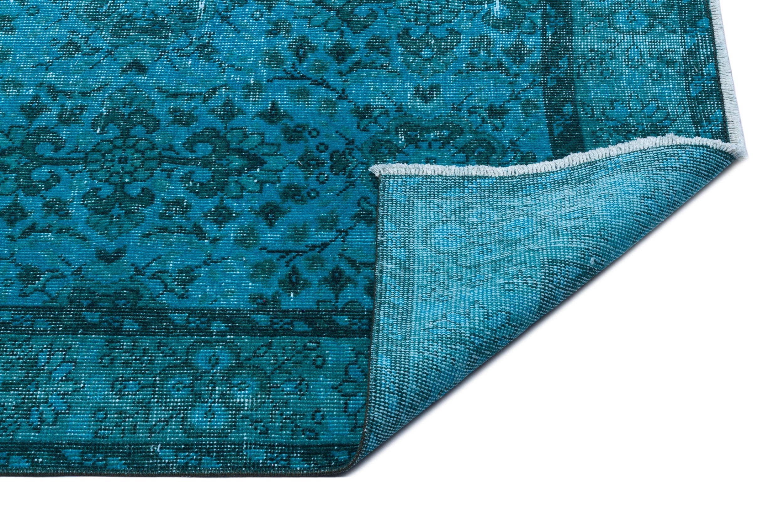 Atina Turquoise Vintage Wool Handmade Area Rug 4'6" x 8'2"